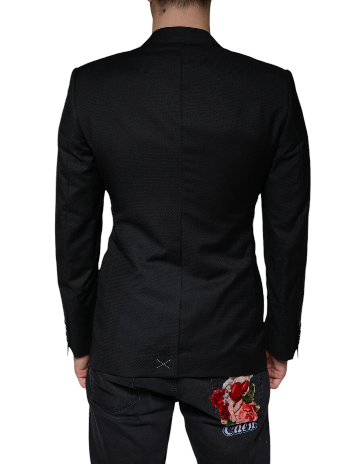 Dolce & Gabbana – Schwarzer, einreihiger Blazer mit MARTINI-Biene