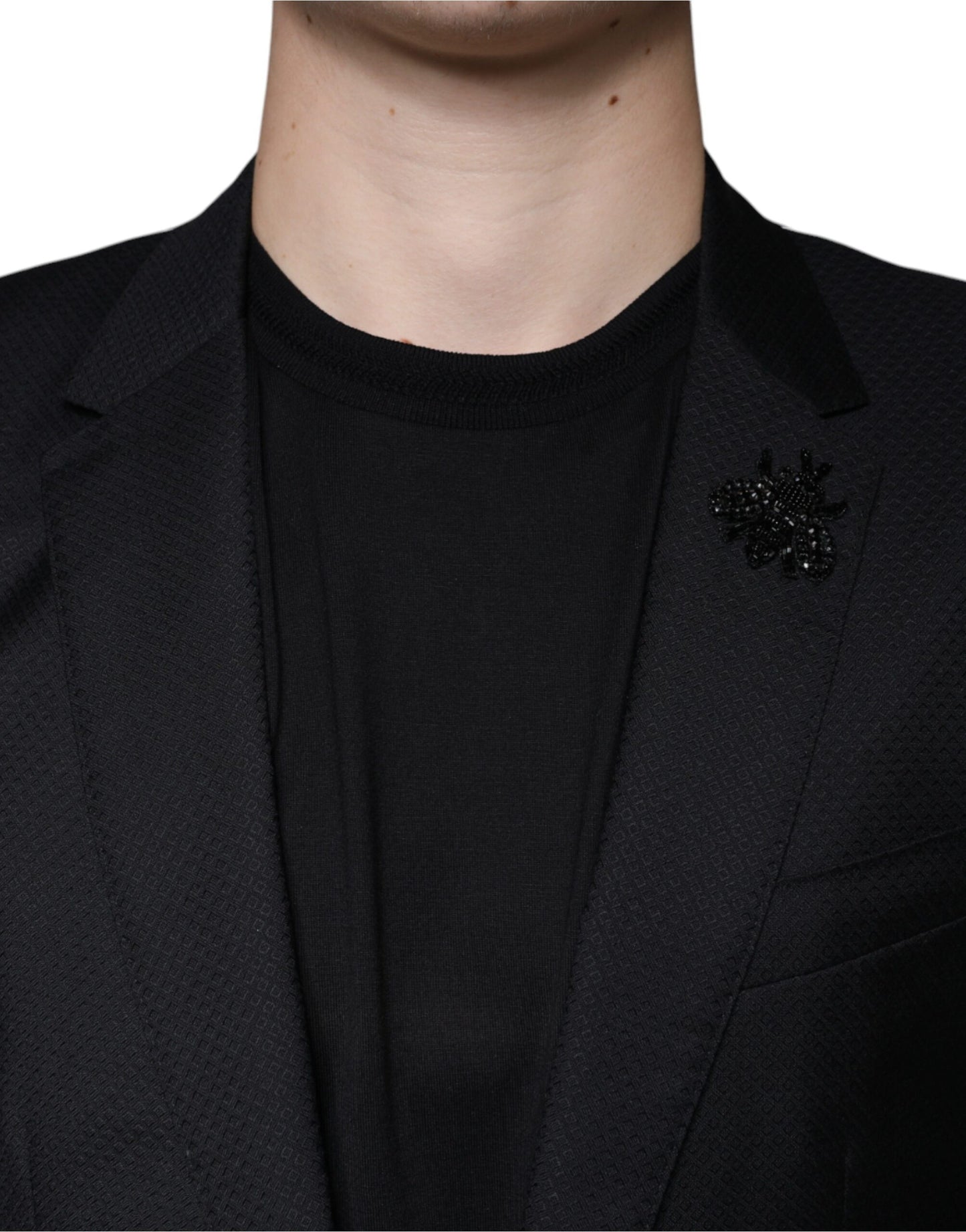 Dolce & Gabbana – Schwarzer, einreihiger Blazer mit MARTINI-Biene