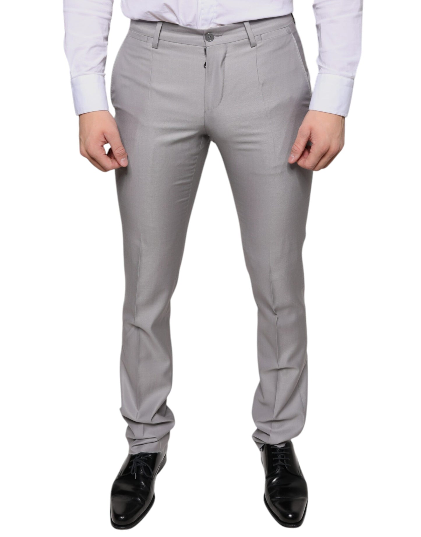 Dolce & Gabbana Hellgraue Anzughose aus Wolle