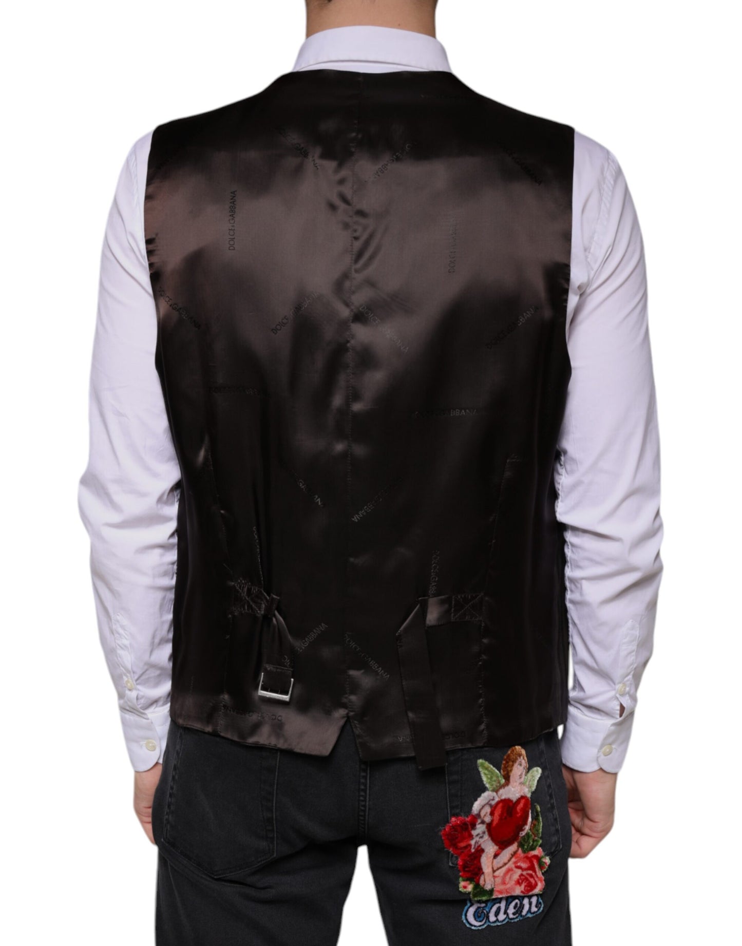 Dolce & Gabbana Schwarze Weste aus Baumwolle, formelle Weste