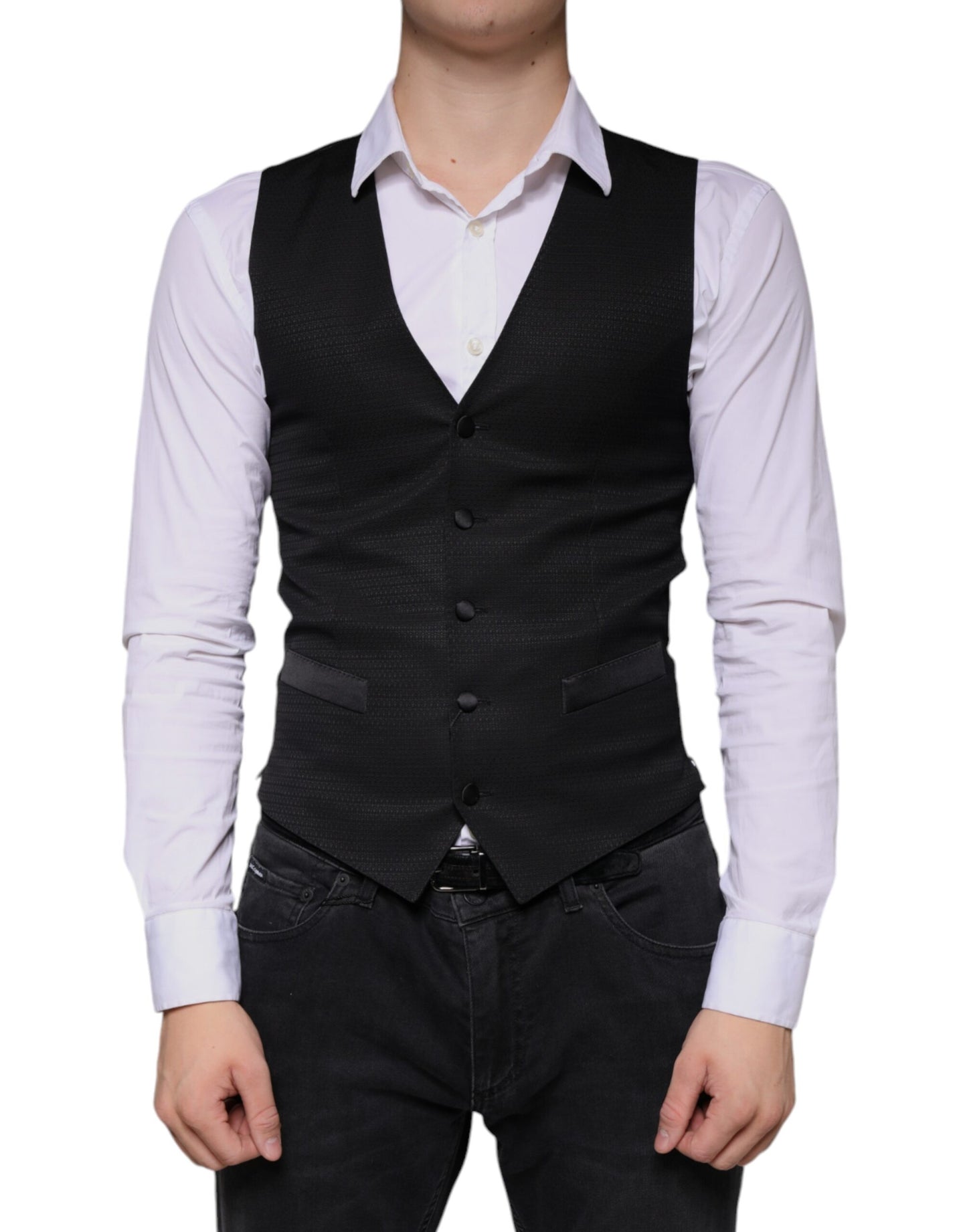 Dolce & Gabbana Schwarze Wollweste, formelle Weste