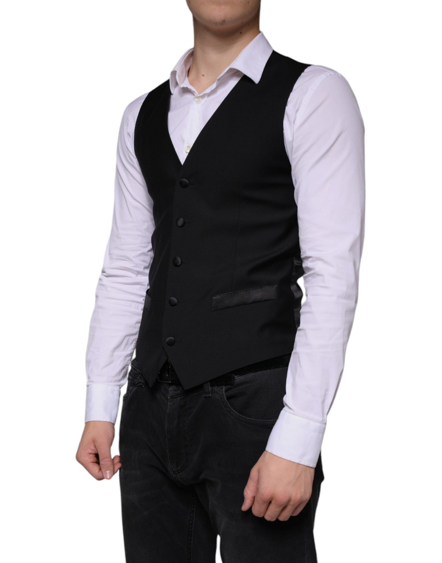 Dolce & Gabbana Schwarze Wollweste, formelle Weste