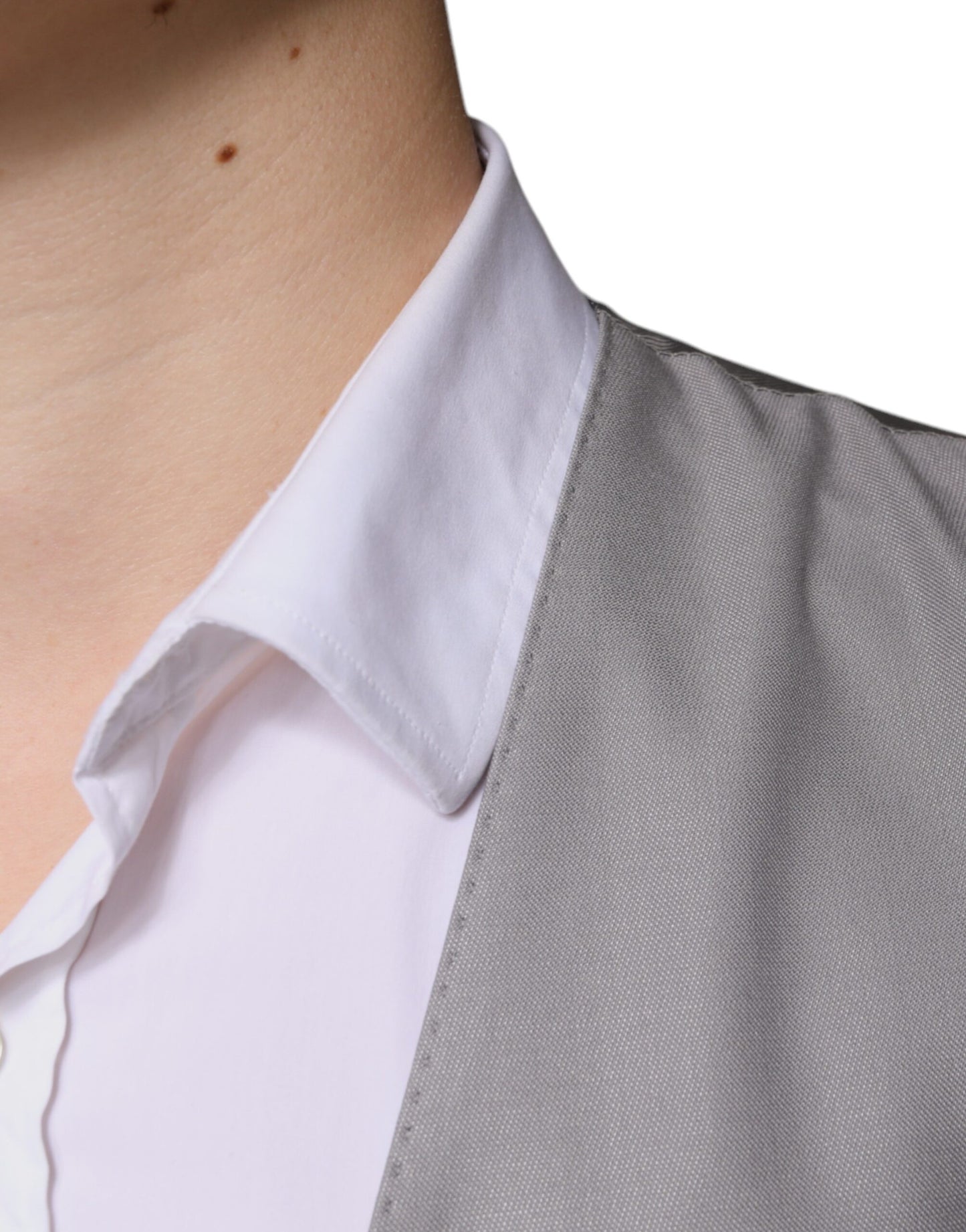 Dolce & Gabbana Hellgraue Weste aus Wolle für formelle Anlässe