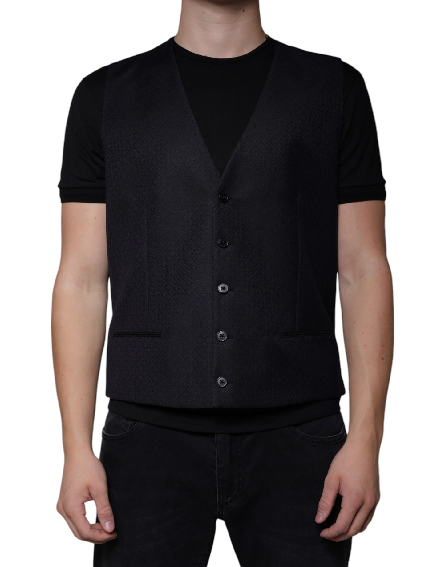 Dolce & Gabbana Schwarze Wollweste, formelle Weste