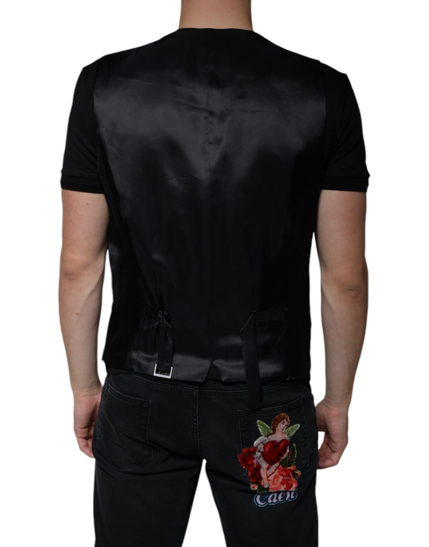 Dolce & Gabbana Schwarze Wollweste, formelle Weste