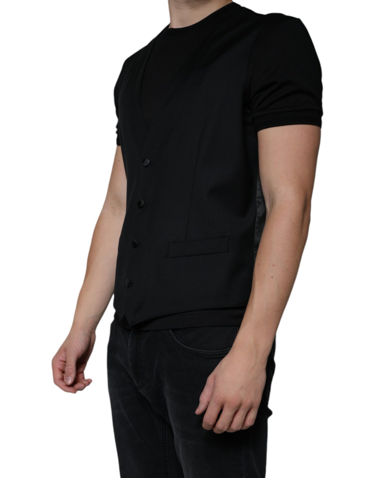 Dolce & Gabbana Schwarze Wollweste, formelle Weste