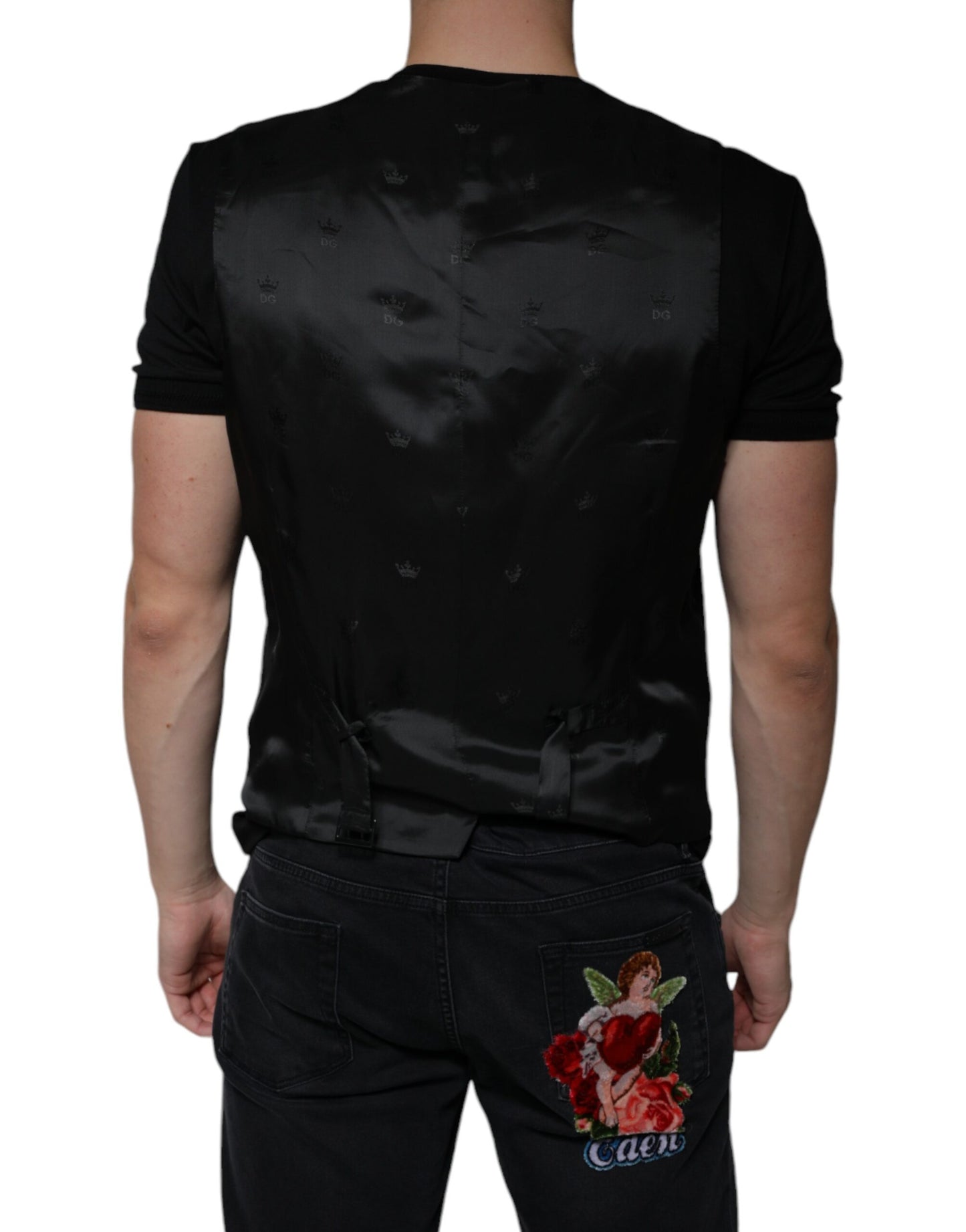 Dolce & Gabbana Schwarze Wollweste, formelle Weste