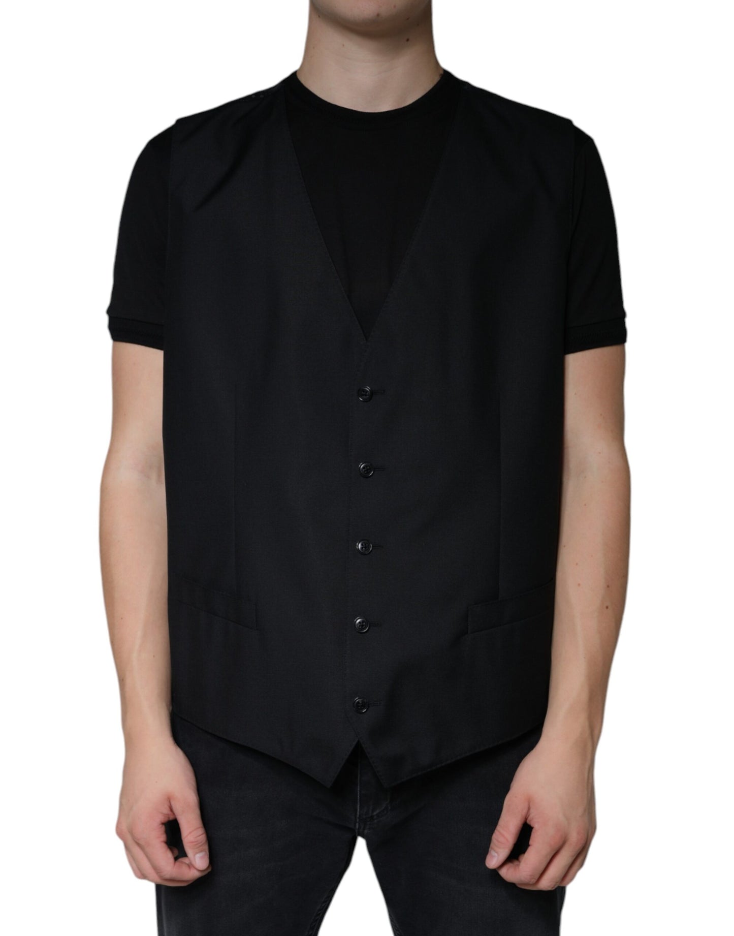 Dolce & Gabbana Schwarze Wollweste, formelle Weste