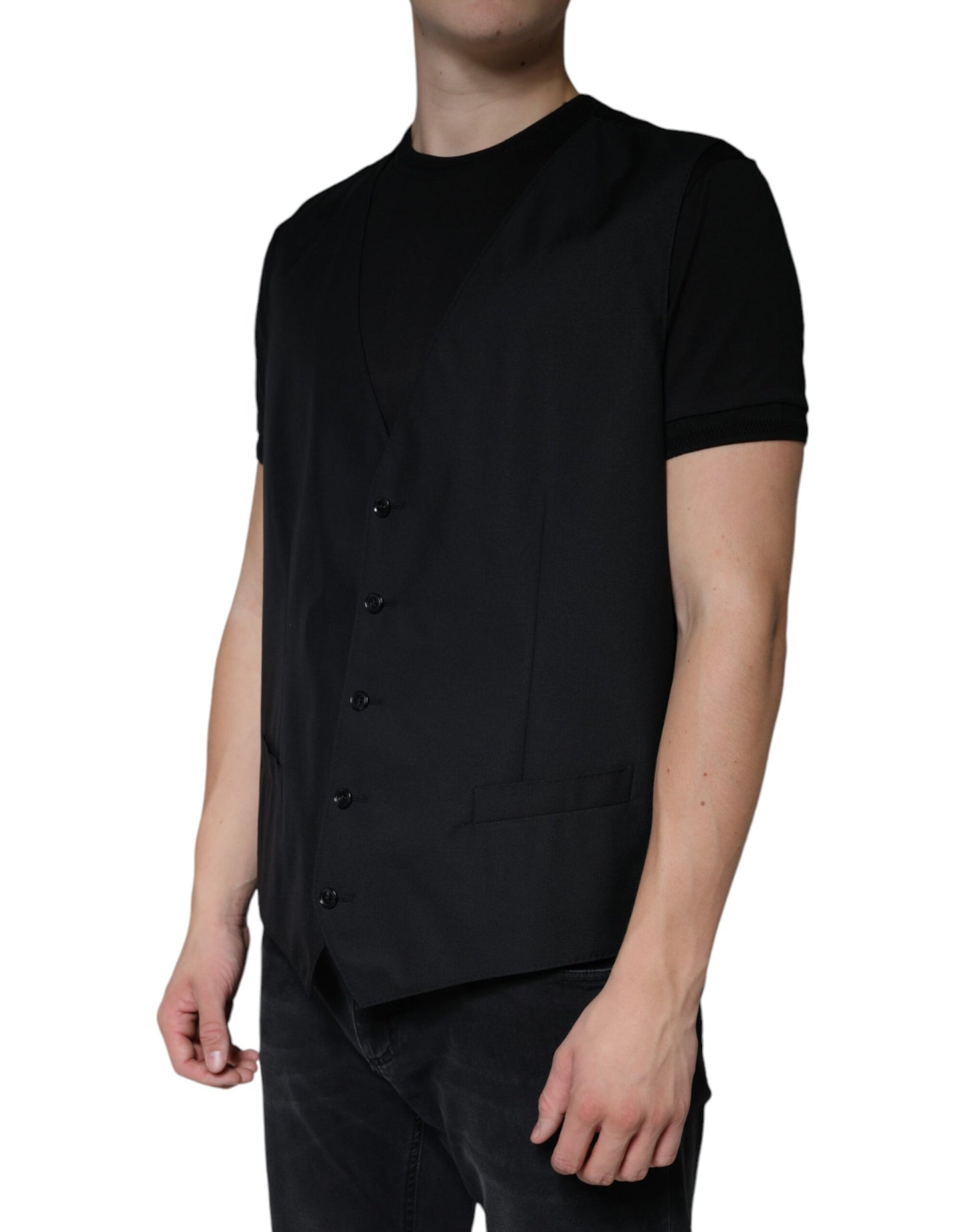 Dolce & Gabbana Schwarze Wollweste, formelle Weste