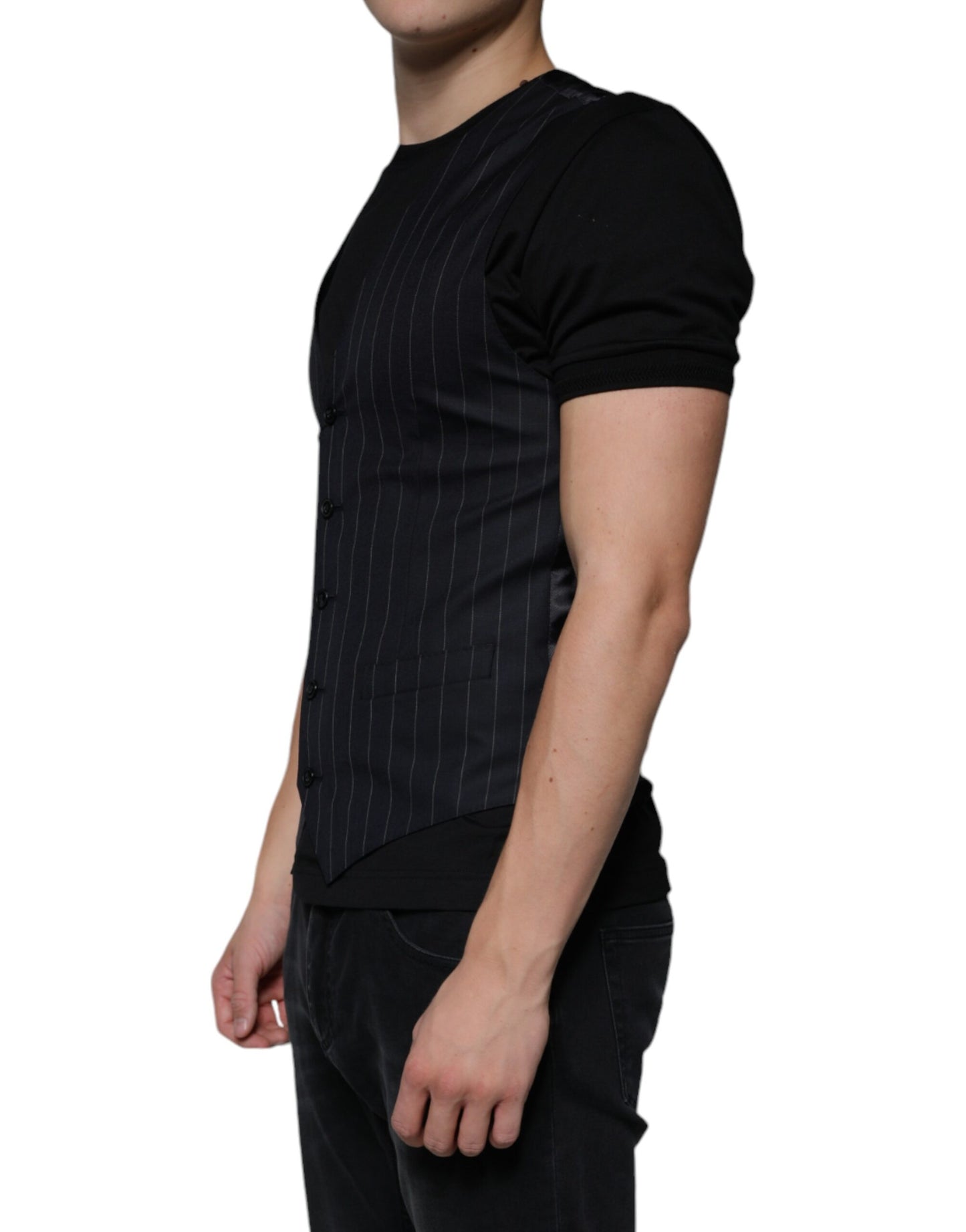 Dolce & Gabbana Schwarze Lederweste, formelle Weste
