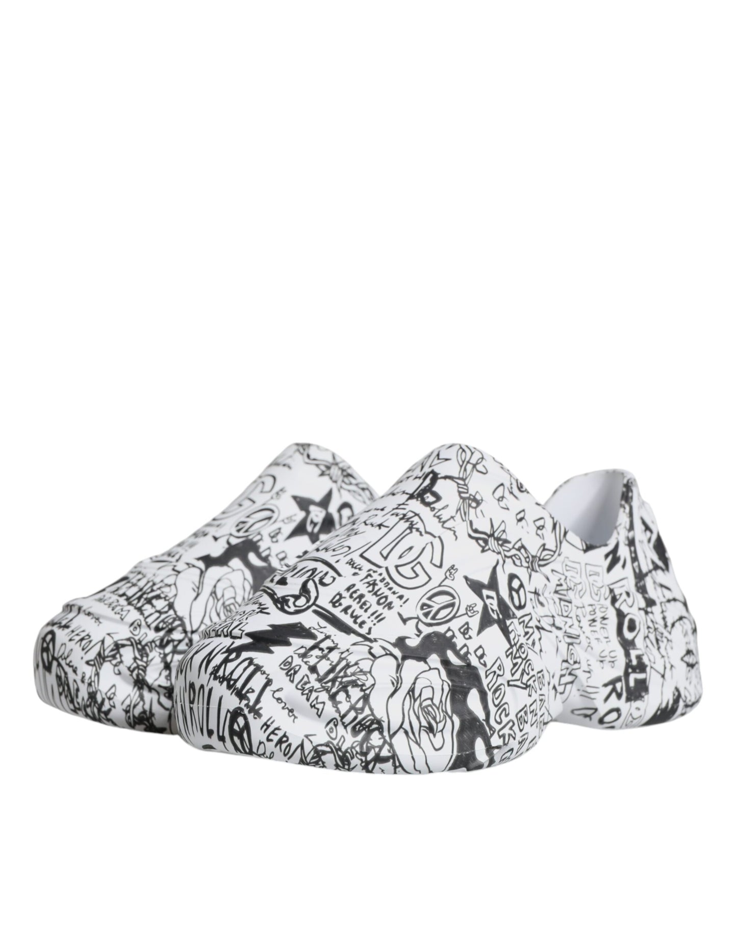 Dolce & Gabbana Daymaster Sneakers in Weiß und Schwarz mit Graffiti-Motiv