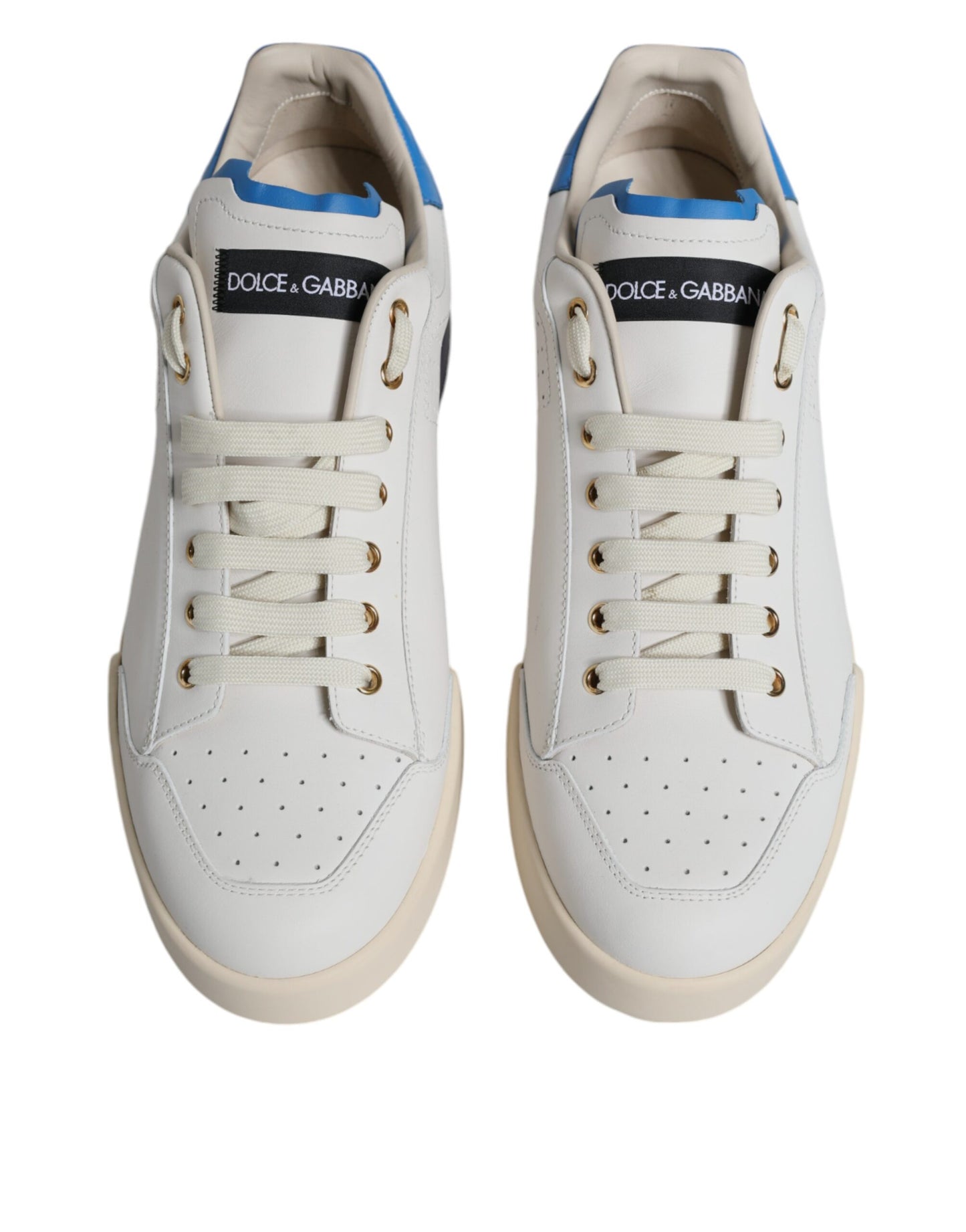Dolce & Gabbana Weiß Blau Perforierte Low Top Sneakers Schuhe