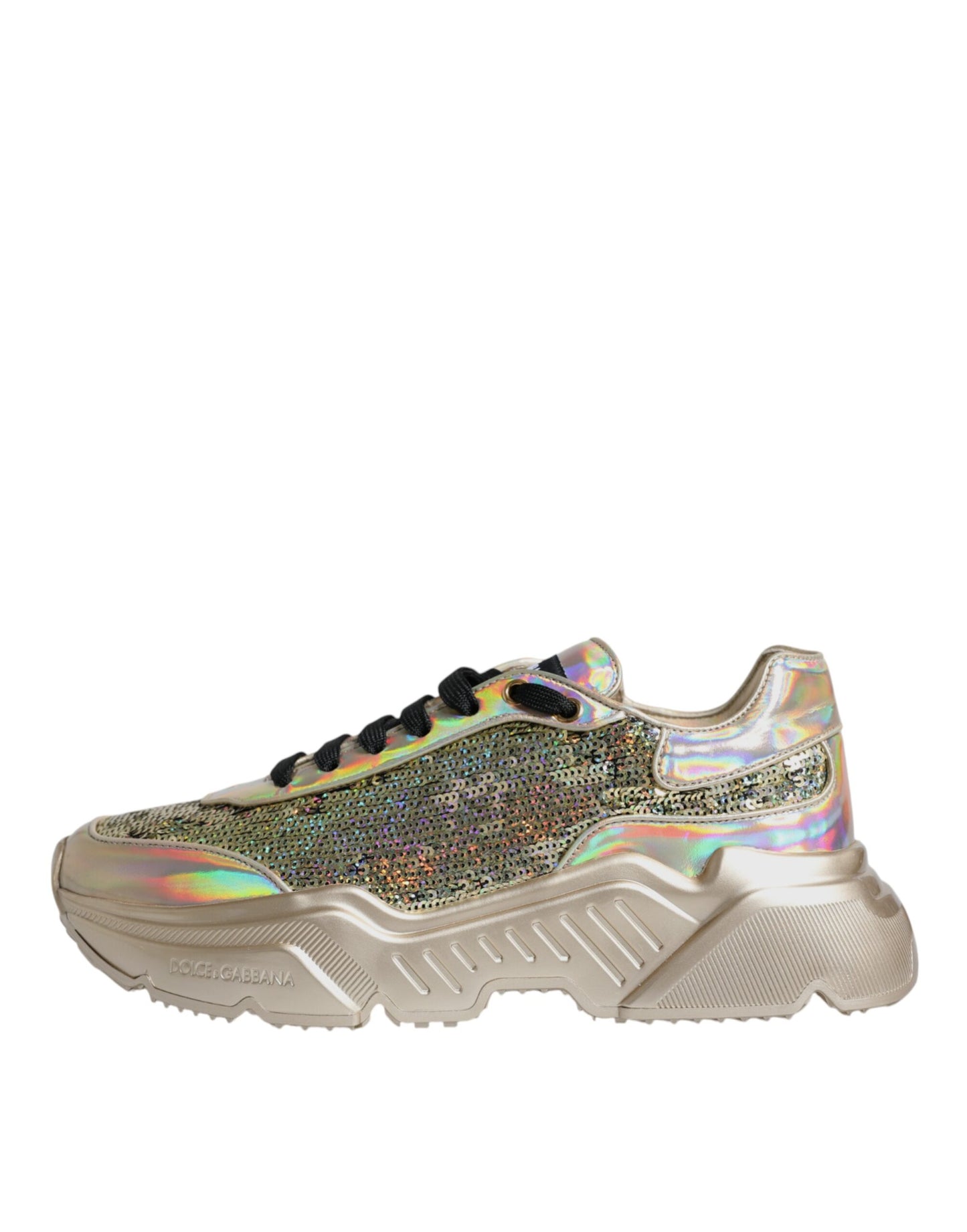 Dolce & Gabbana Daymaster Sneakers mit schillernden Pailletten in Gold