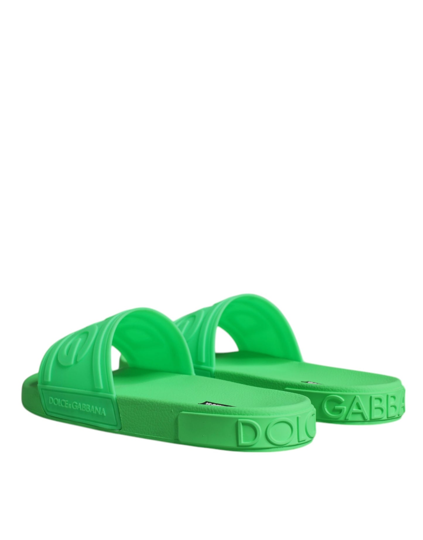 Dolce & Gabbana Grüne Leder-Sandalen, Strandschuhe