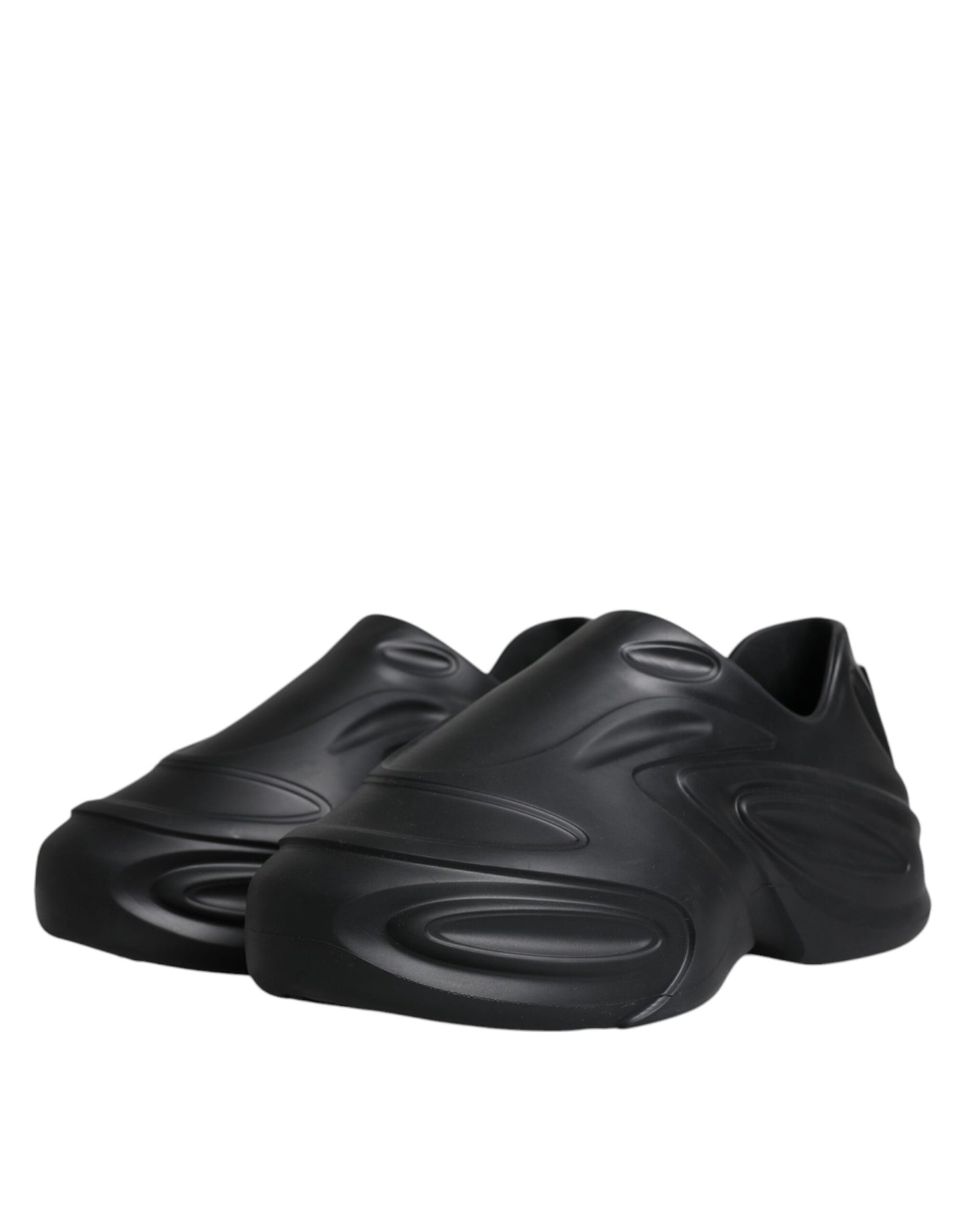 Dolce & Gabbana – Schwarze, folierte Gummi-Toy-Sneaker mit niedrigem Schaft
