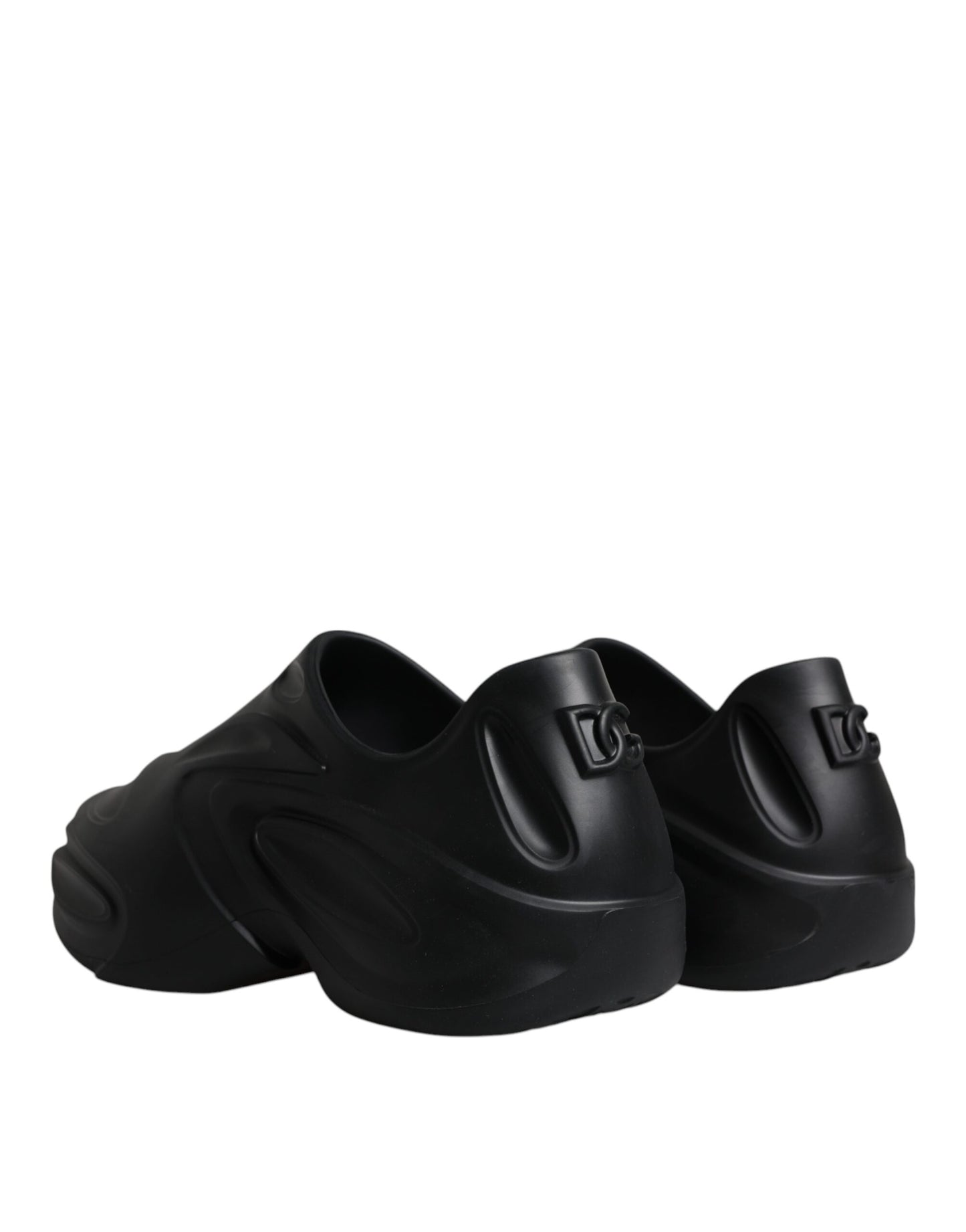 Dolce & Gabbana – Schwarze, folierte Gummi-Toy-Sneaker mit niedrigem Schaft