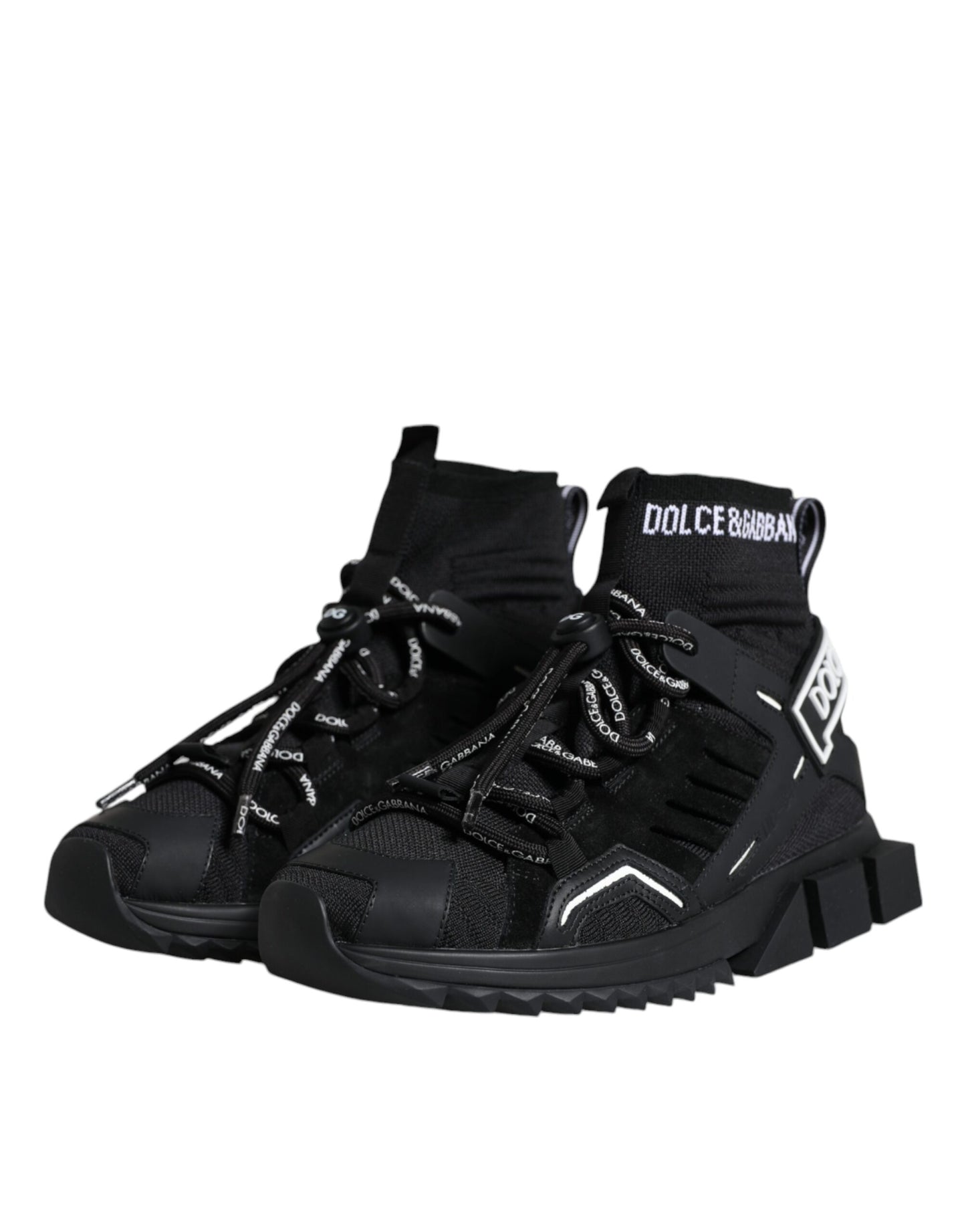 Dolce & Gabbana Schwarze Sorrento Socken Logo Sneakers Schuhe