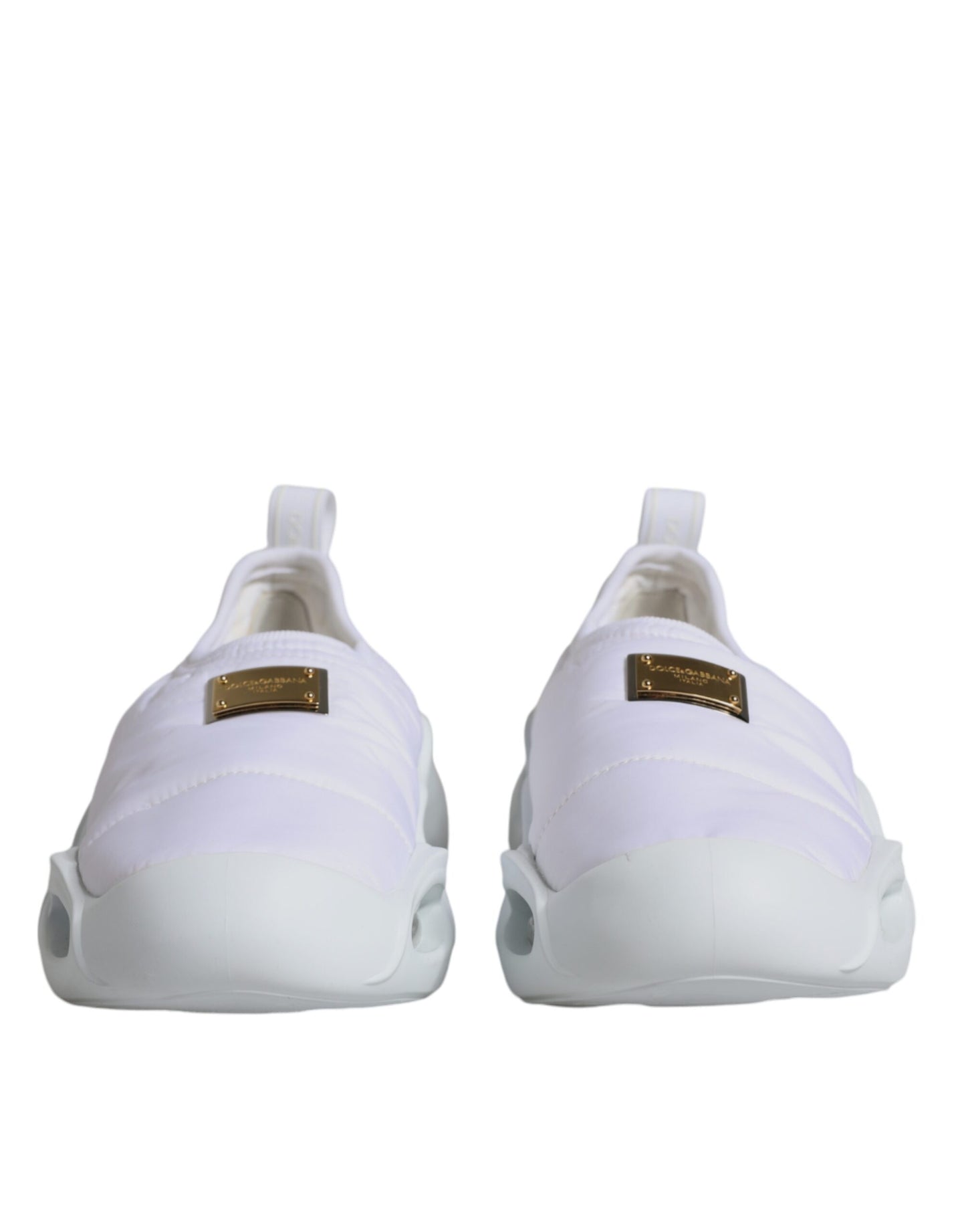 Dolce & Gabbana – Weiße, gepolsterte Low-Top-Sneakers aus Stoff