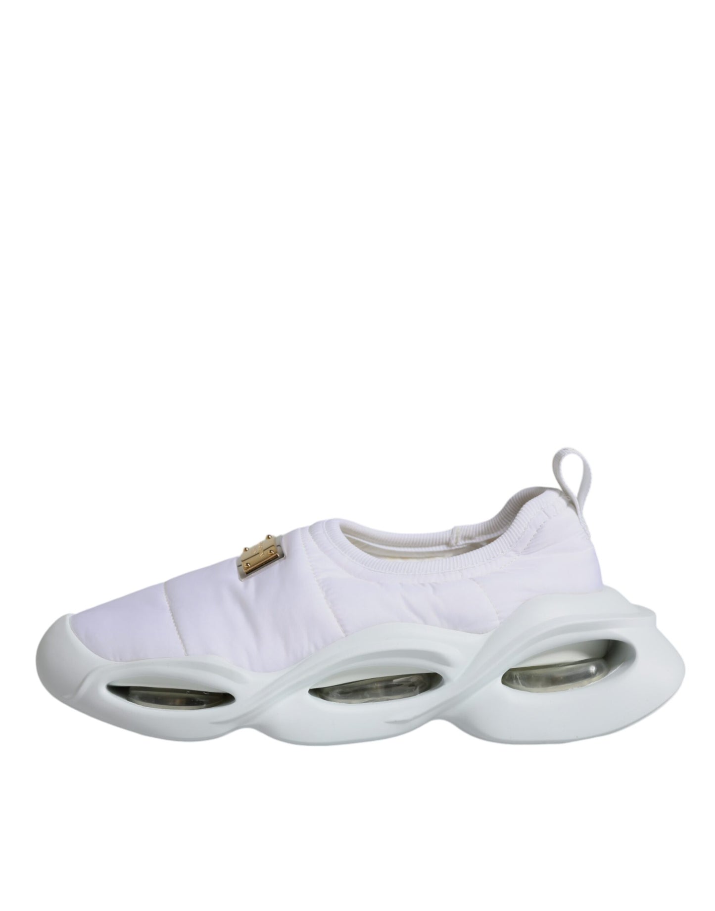 Dolce & Gabbana – Weiße, gepolsterte Low-Top-Sneakers aus Stoff