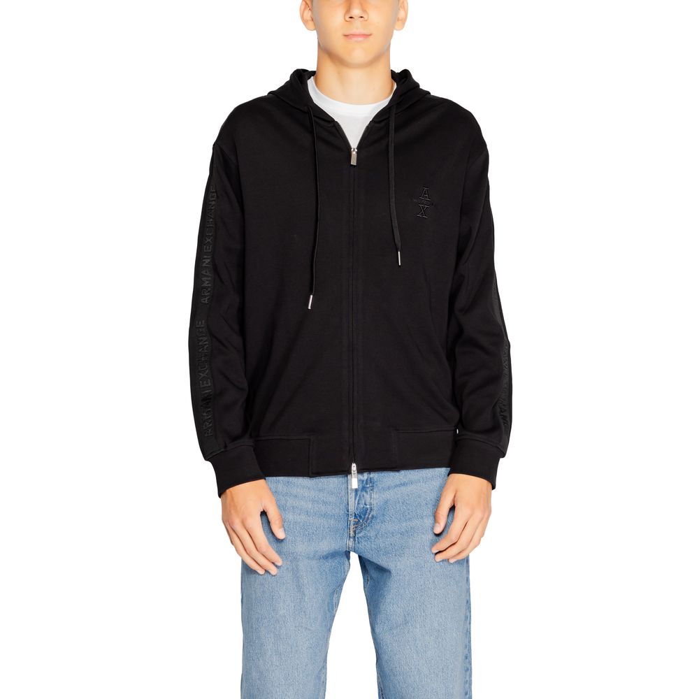 Armani Exchange – Schwarzer Kapuzenpullover aus Baumwolle