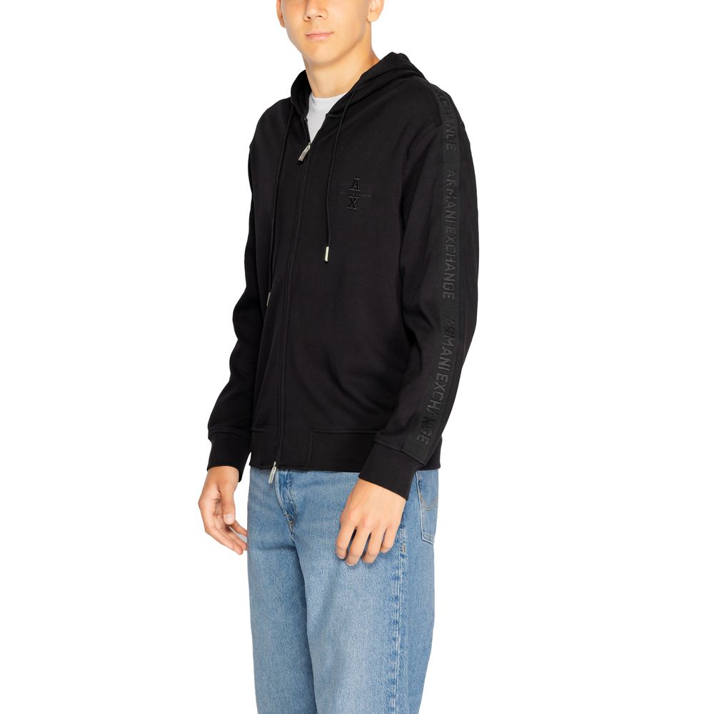 Armani Exchange – Schwarzer Kapuzenpullover aus Baumwolle