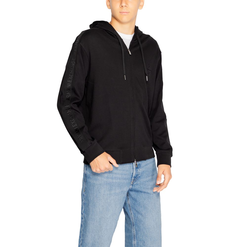 Armani Exchange – Schwarzer Kapuzenpullover aus Baumwolle