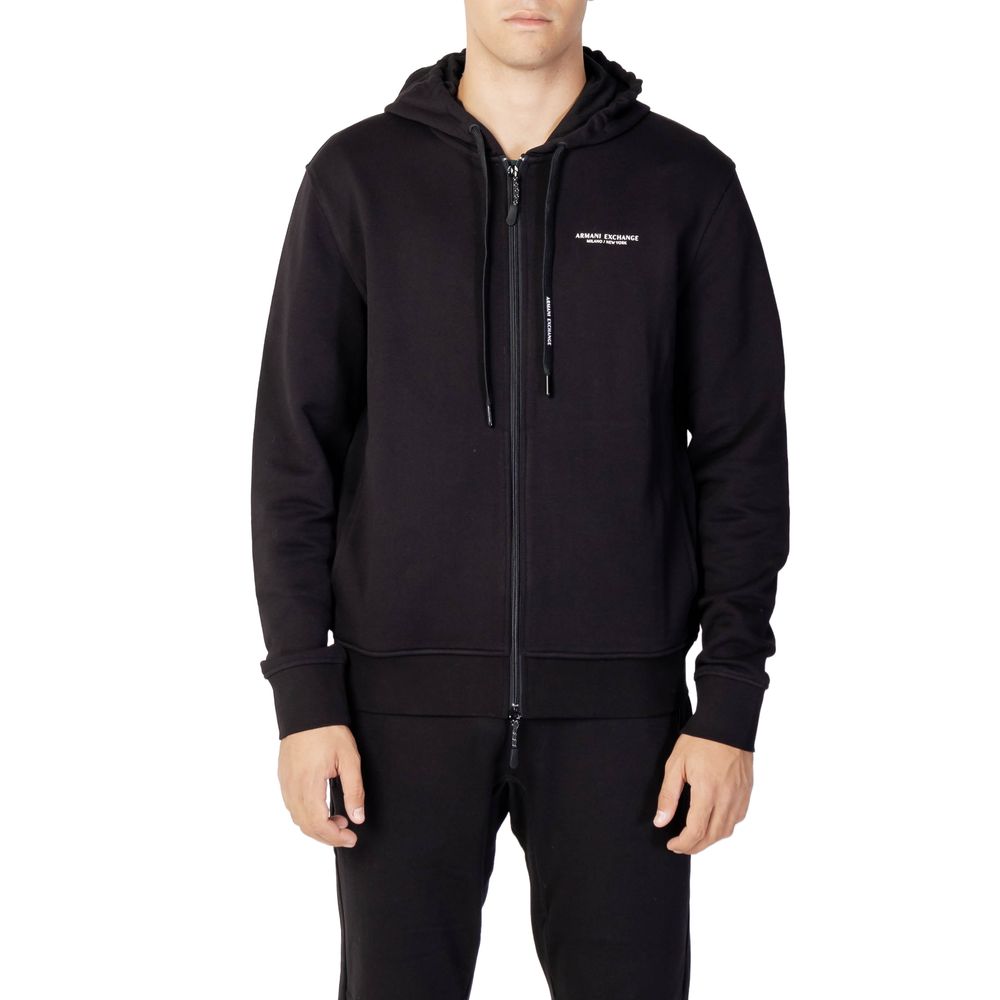 Armani Exchange – Schwarzer Kapuzenpullover aus Baumwolle