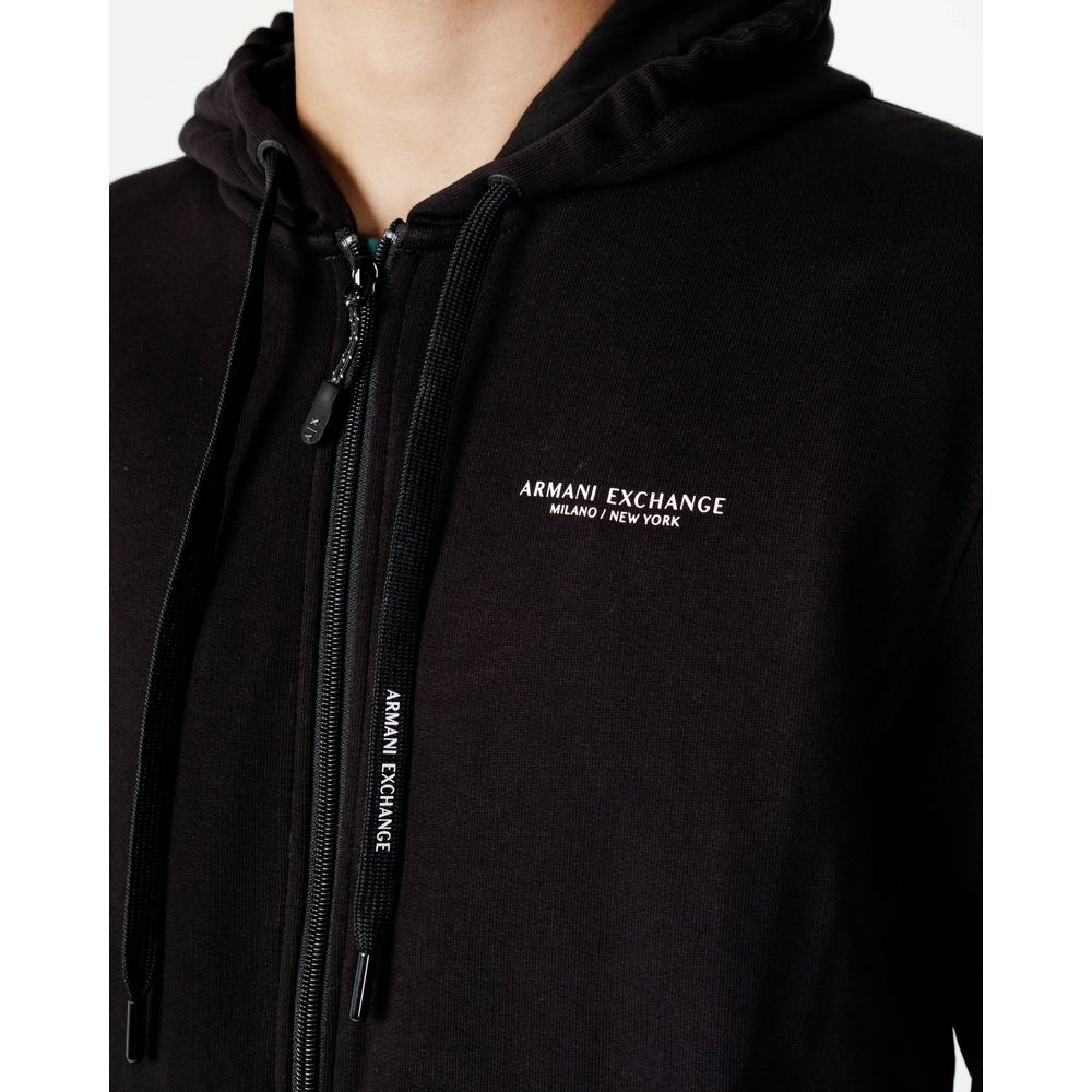 Armani Exchange – Schwarzer Kapuzenpullover aus Baumwolle