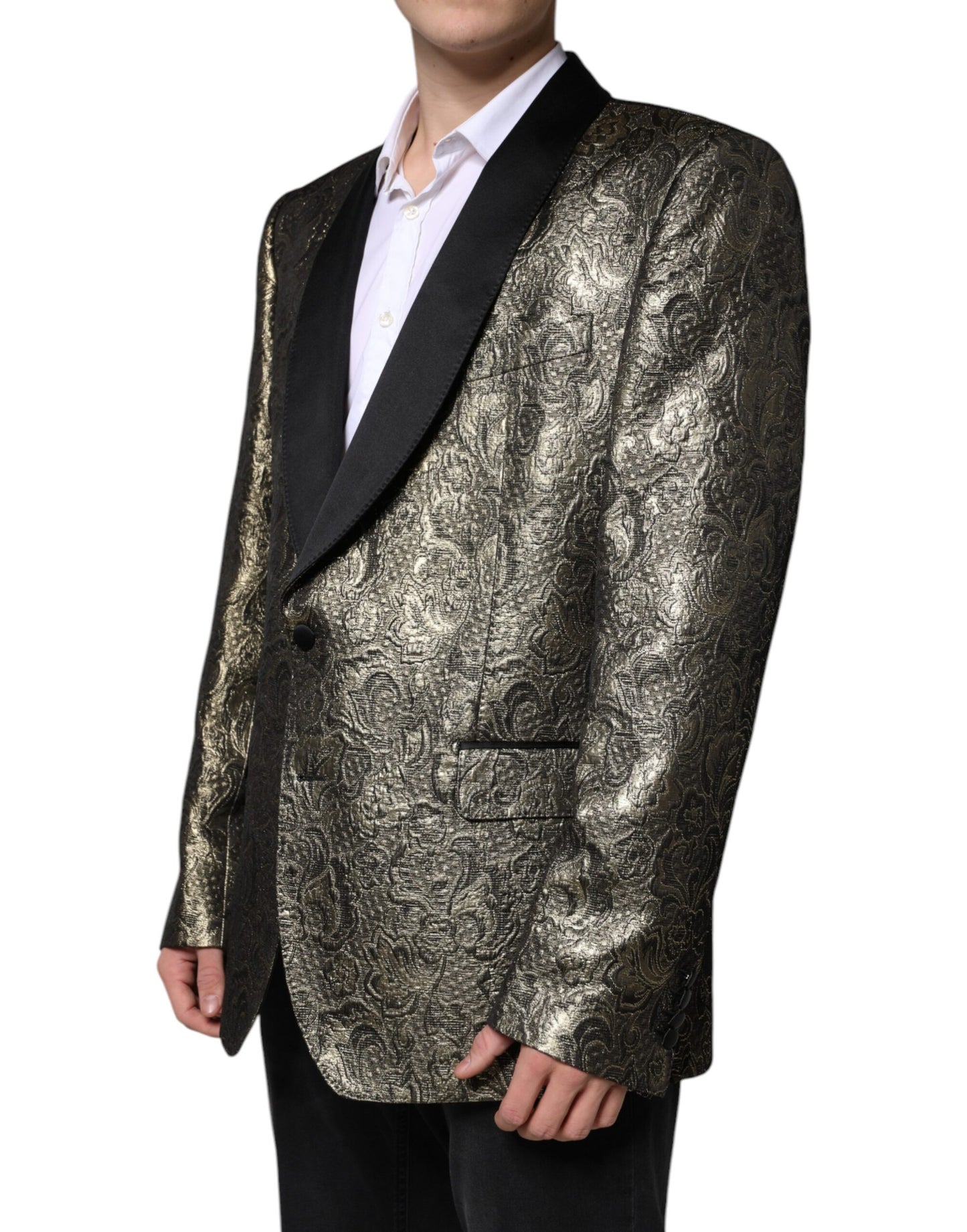 Dolce & Gabbana Gold SICILIA Jacquard Einreihiger Mantelblazer