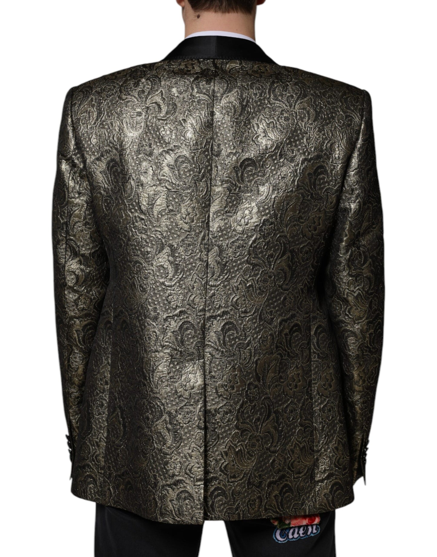 Dolce & Gabbana Gold SICILIA Jacquard Einreihiger Mantelblazer