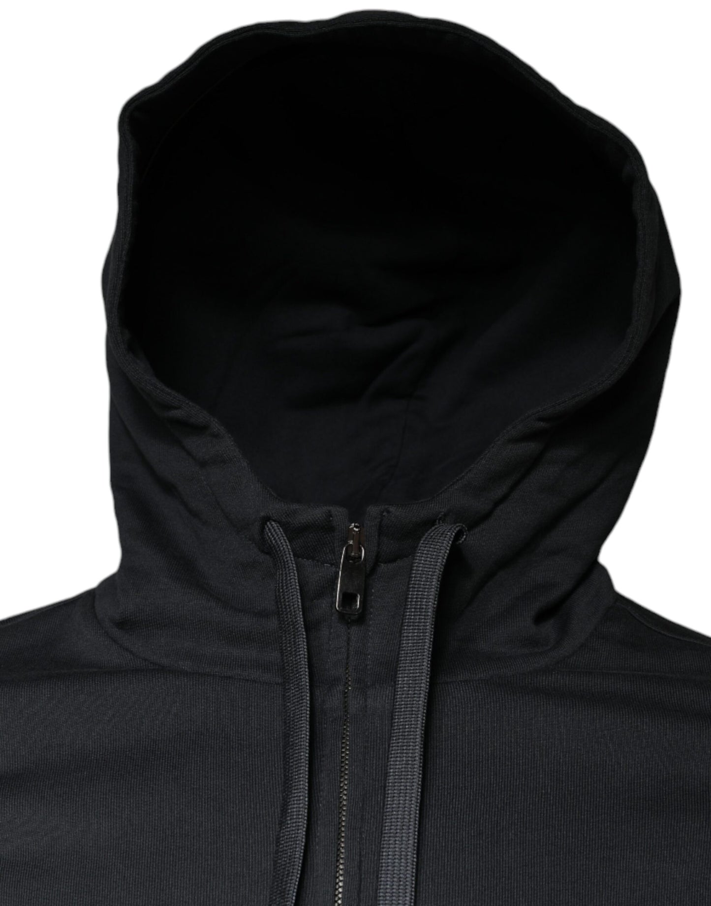 Dolce & Gabbana – Schwarzer Herrenpullover aus Baumwolle mit Kapuze und durchgehendem Reißverschluss
