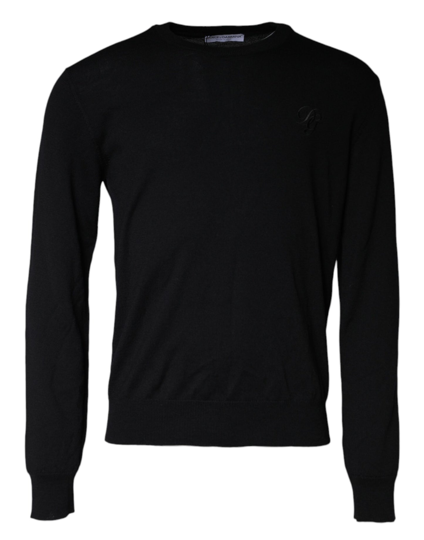 Dolce & Gabbana – Schwarzer Pullover aus Wollstrick mit Rundhalsausschnitt