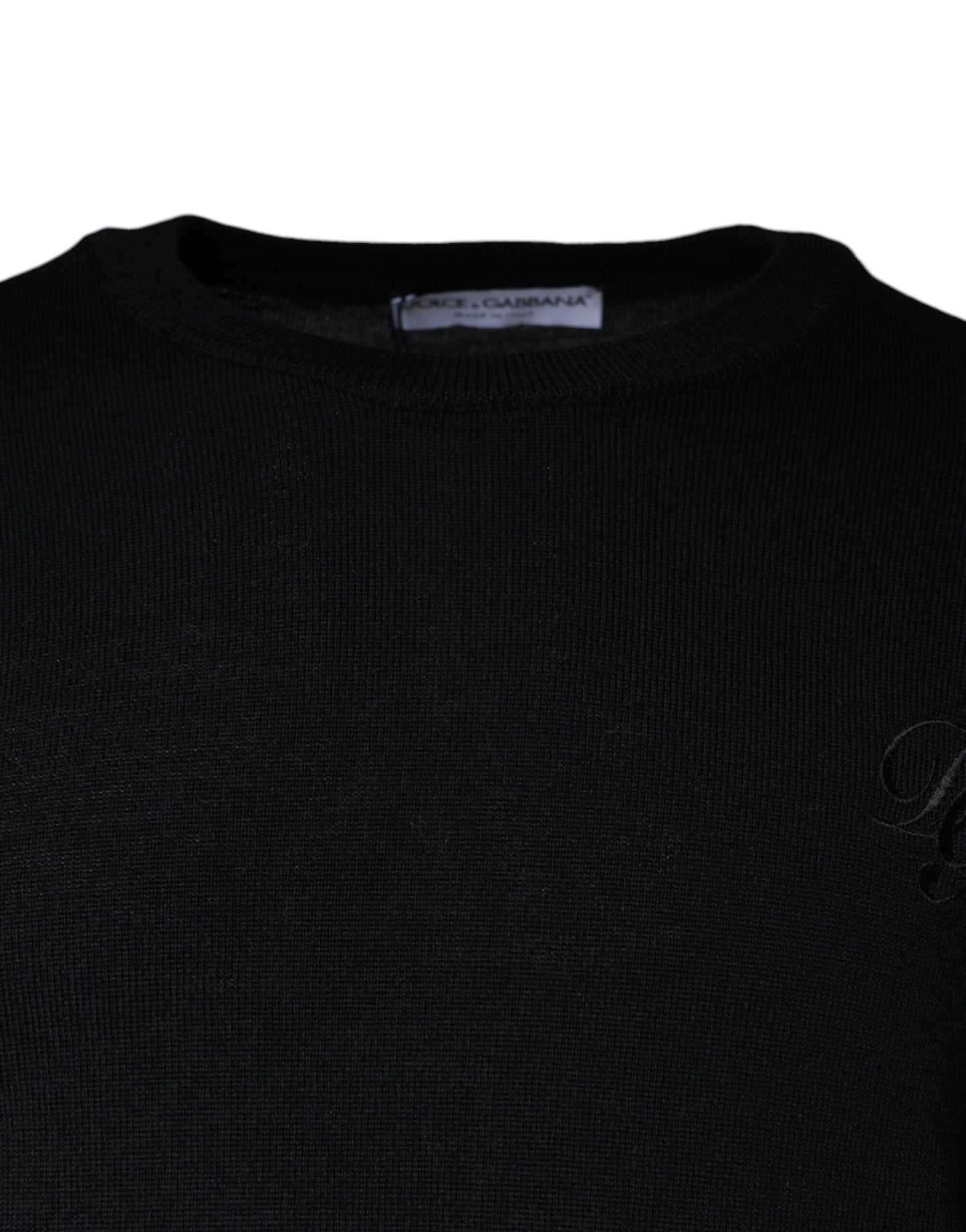 Dolce & Gabbana – Schwarzer Pullover aus Wollstrick mit Rundhalsausschnitt