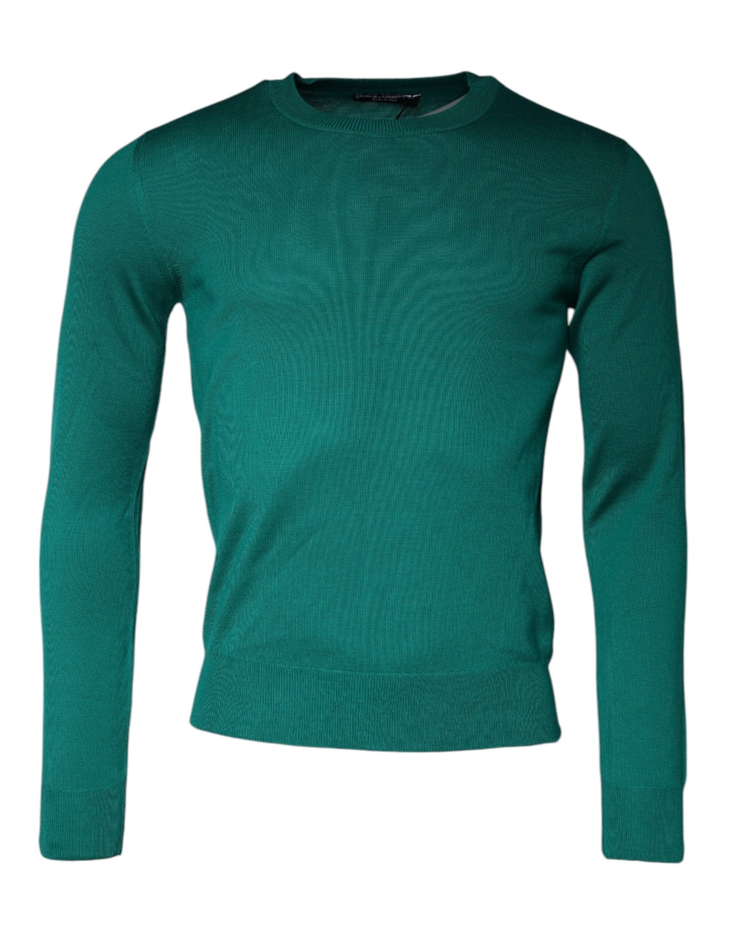 Dolce & Gabbana, grüner Pullover aus Wollstrick mit Rundhalsausschnitt