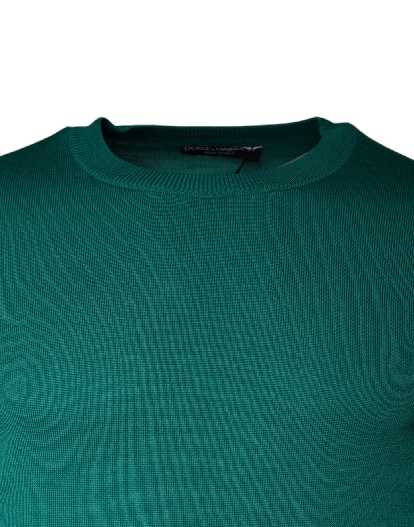 Dolce & Gabbana, grüner Pullover aus Wollstrick mit Rundhalsausschnitt