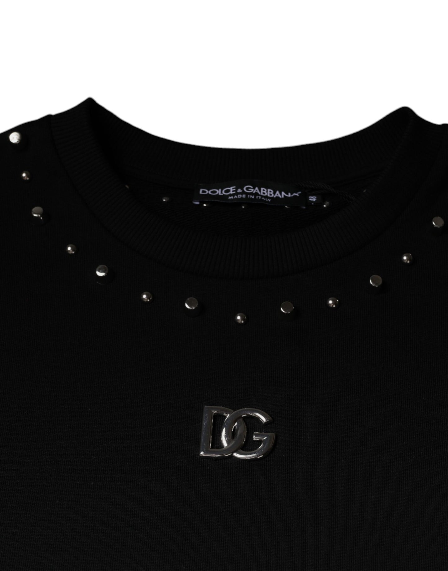 Dolce & Gabbana – Schwarzes Pullover-Sweatshirt mit Logo und Nieten