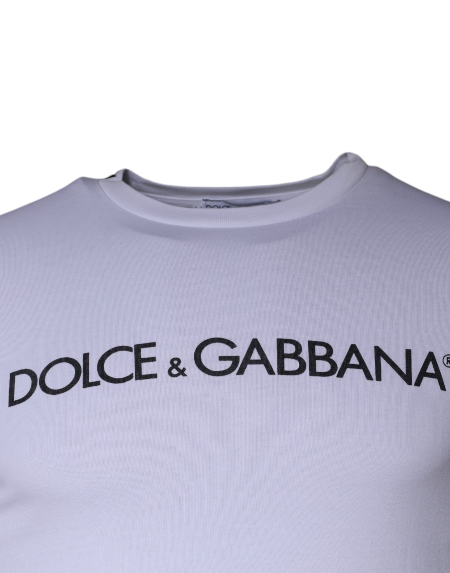 Dolce & Gabbana – Weißes Baumwoll-T-Shirt mit Rundhalsausschnitt und Logo-Print