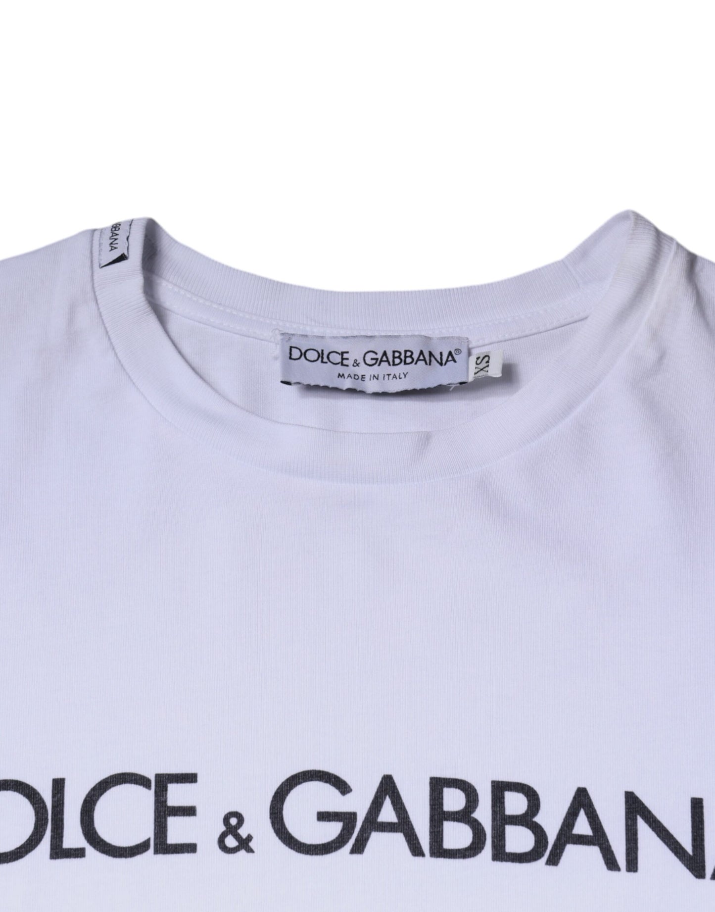 Dolce & Gabbana – Weißes Baumwoll-T-Shirt mit Rundhalsausschnitt und Logo-Print