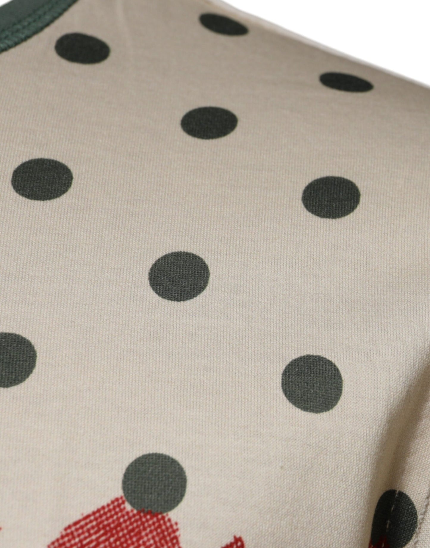 Dolce & Gabbana Beiges Baumwoll-T-Shirt mit grafischem Print und Punkten