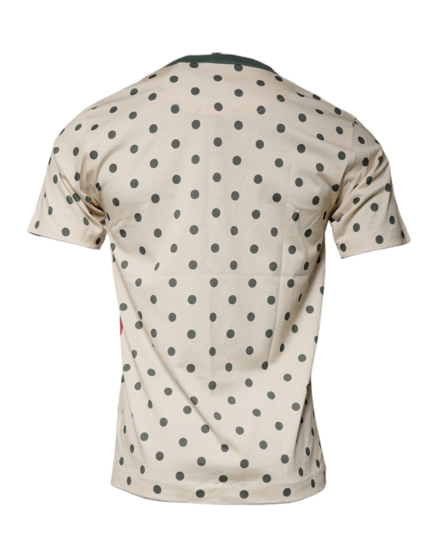 Dolce & Gabbana Beiges Baumwoll-T-Shirt mit grafischem Print und Punkten