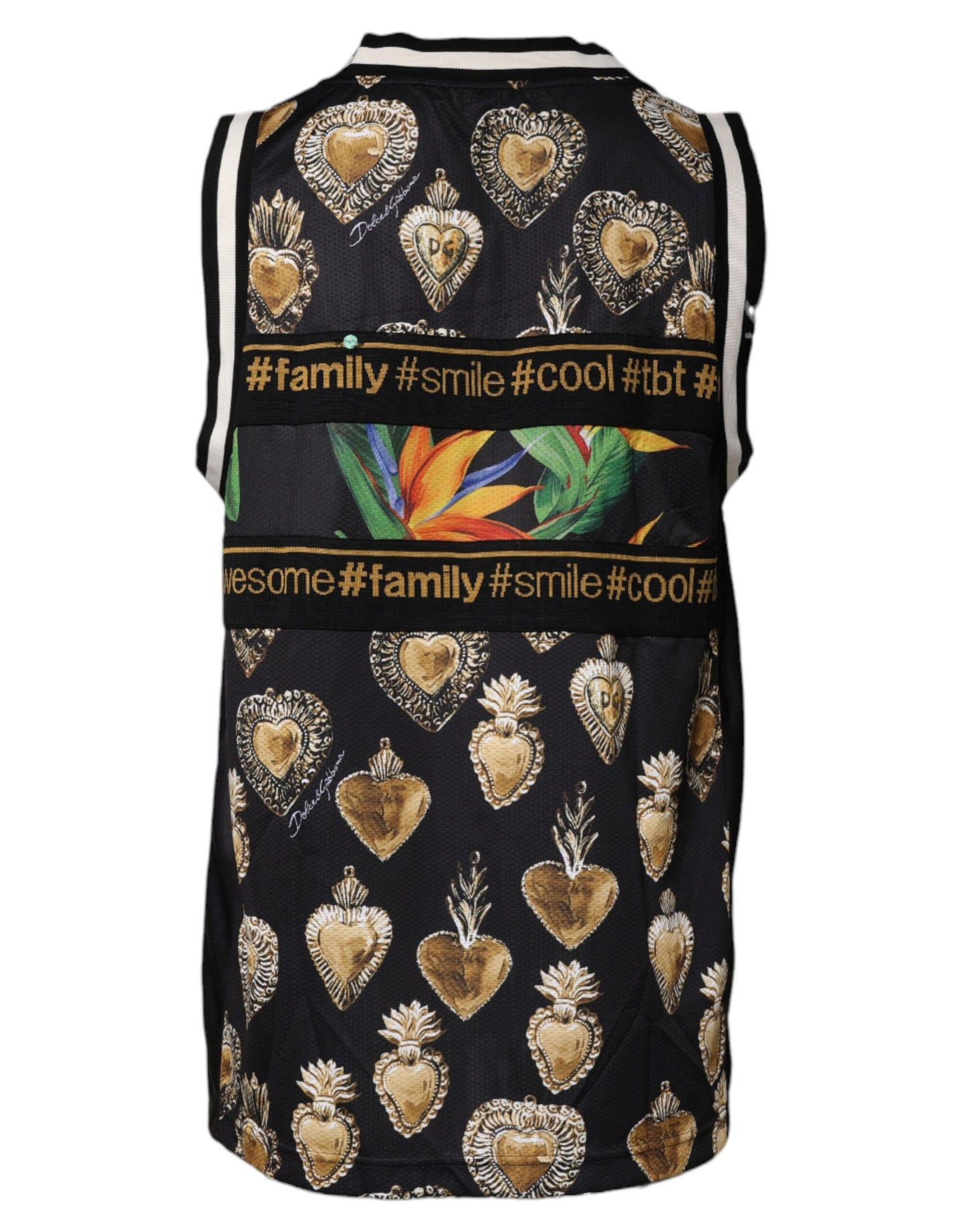 Dolce & Gabbana – Mehrfarbiges, ärmelloses Tank-T-Shirt mit tropischem Muster