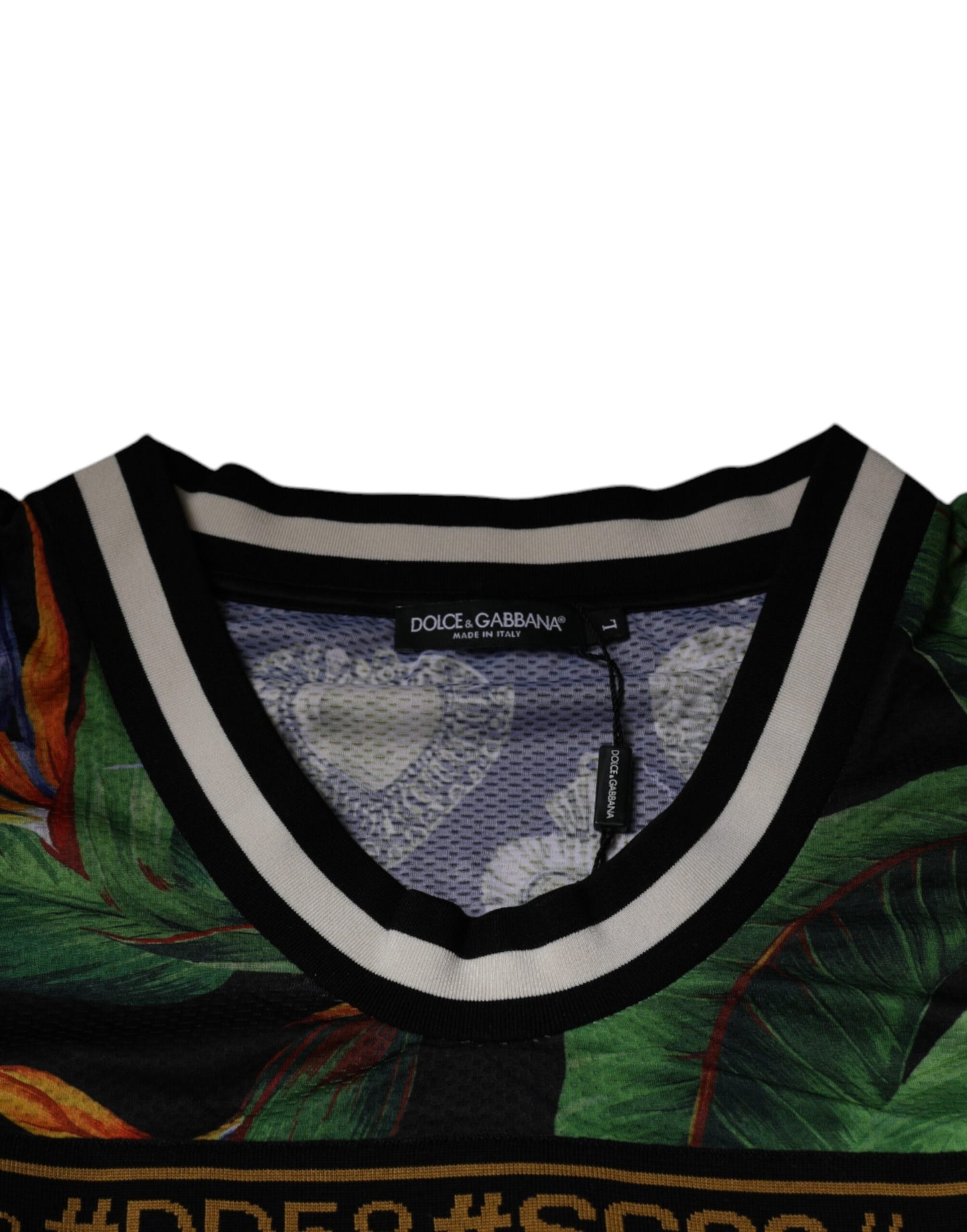 Dolce & Gabbana – Mehrfarbiges, ärmelloses Tank-T-Shirt mit tropischem Muster