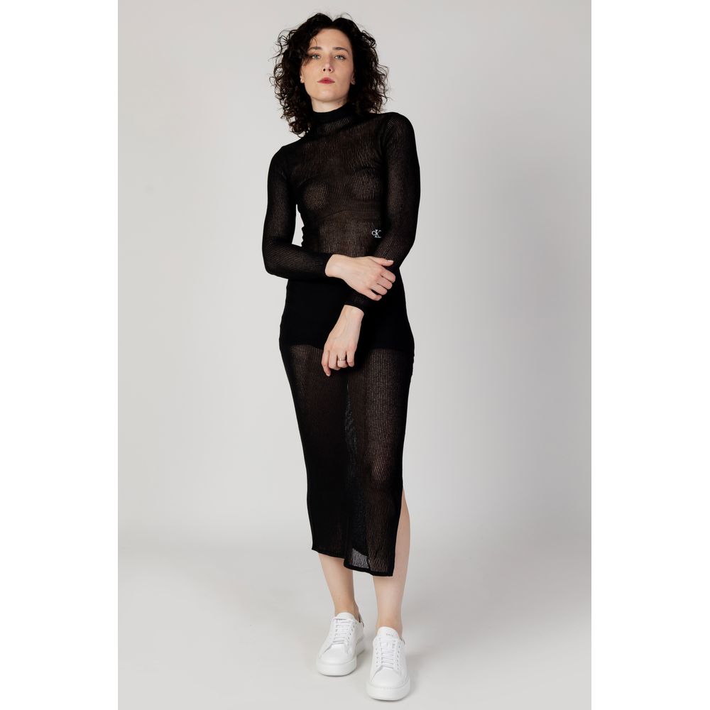 Calvin Klein Jeans – Schwarze Marabou-Lang