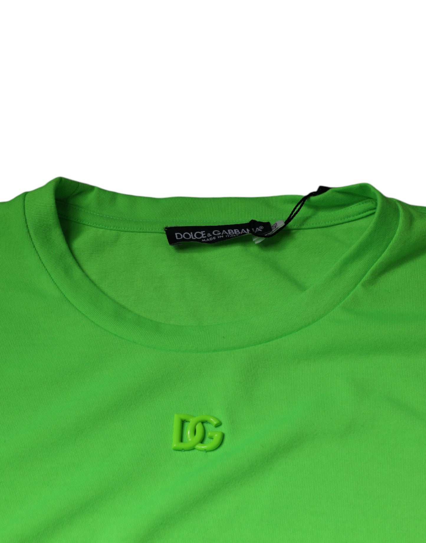 Dolce & Gabbana – Grünes T-Shirt mit Rundhalsausschnitt und kurzen Ärmeln und Logo