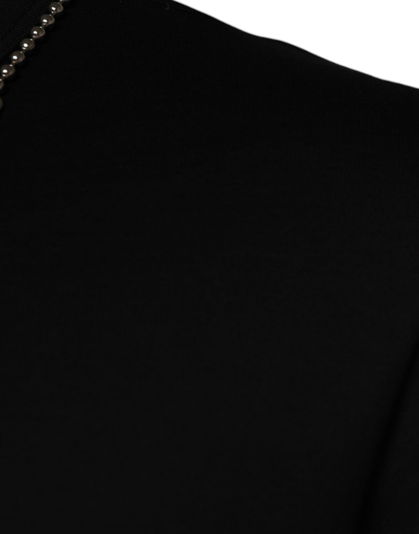 Dolce & Gabbana Schwarzes Baumwoll-T-Shirt mit Halskettenverzierung