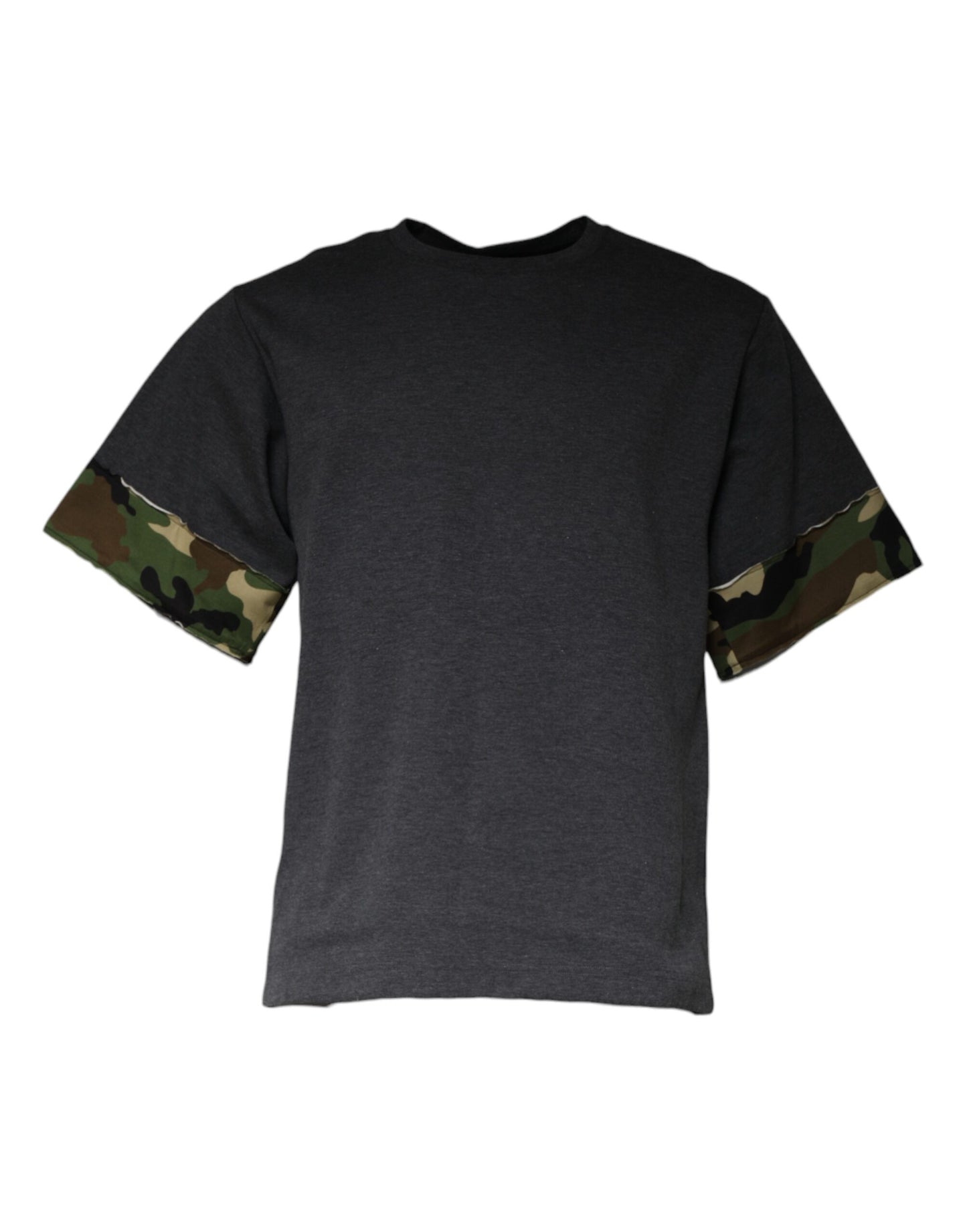 Dolce & Gabbana – Dunkelgraues Camouflage-T-Shirt mit Rundhalsausschnitt