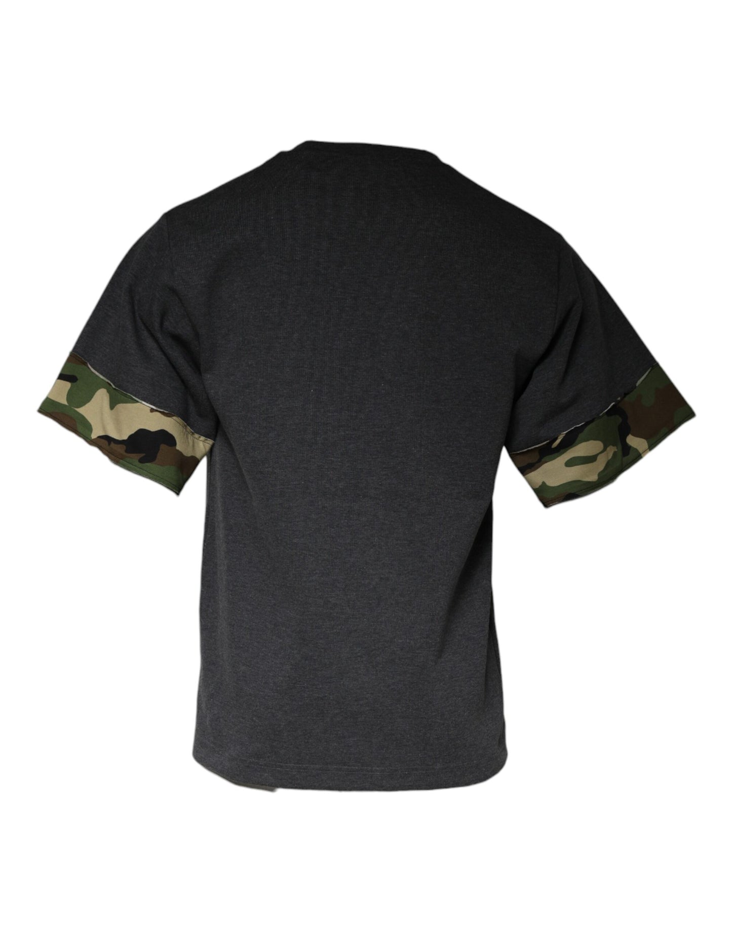 Dolce & Gabbana – Dunkelgraues Camouflage-T-Shirt mit Rundhalsausschnitt