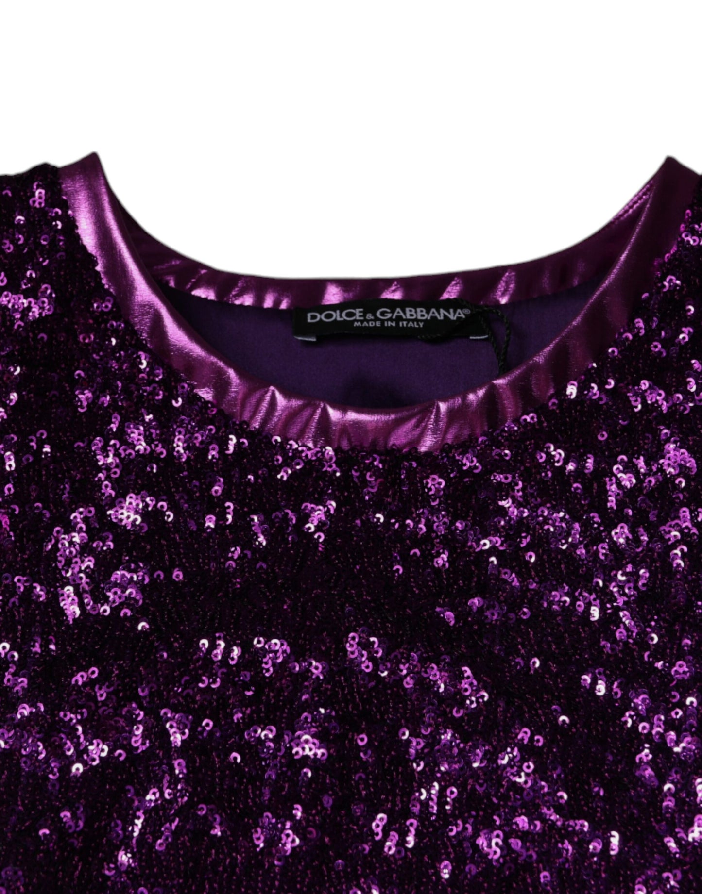Dolce & Gabbana Lila Pailletten Rundhals ärmelloses T-Shirt