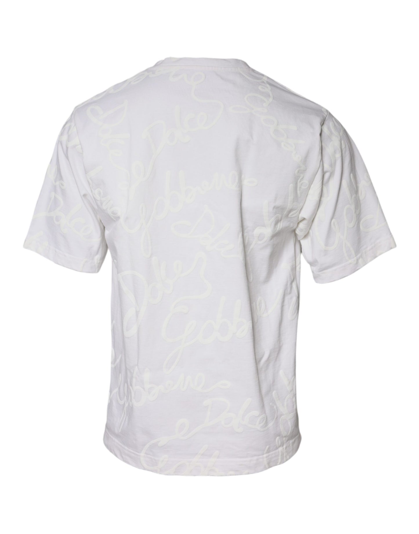 Dolce & Gabbana – Weißes Baumwoll-T-Shirt mit Rundhalsausschnitt und Logo-Print