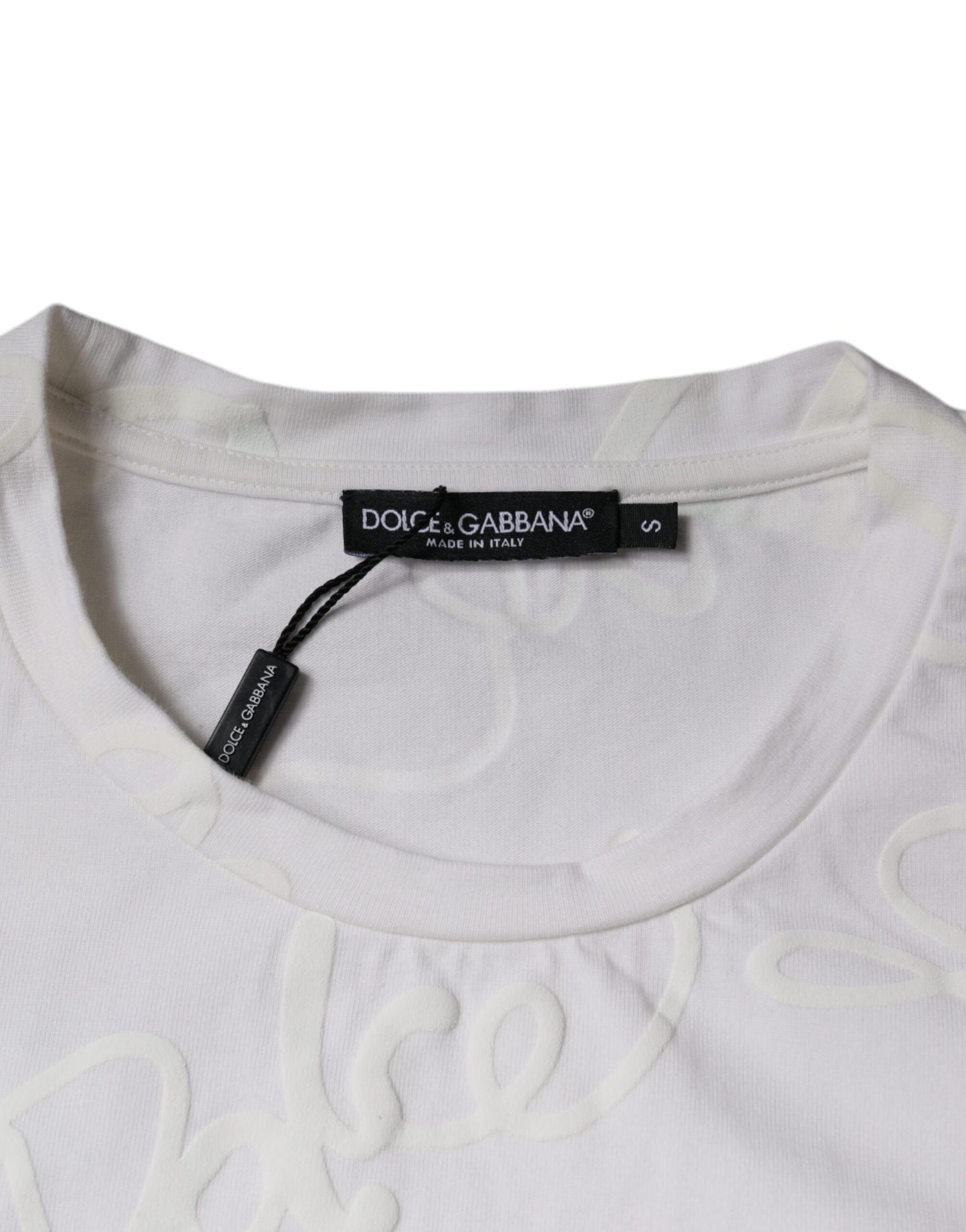 Dolce & Gabbana – Weißes Baumwoll-T-Shirt mit Rundhalsausschnitt und Logo-Print